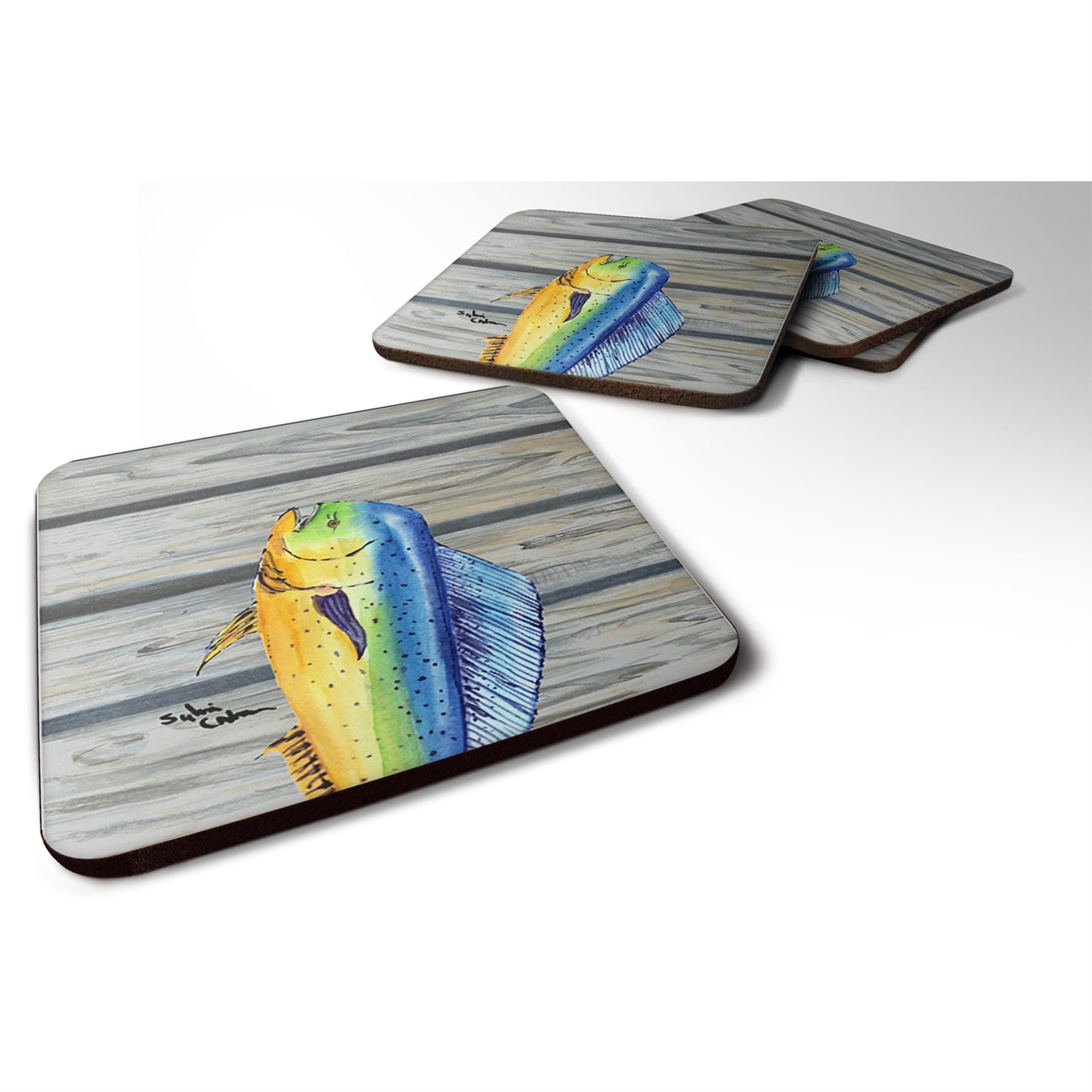 Mahi Mahi Dolphin Fish Foam Coaster Set Of 4