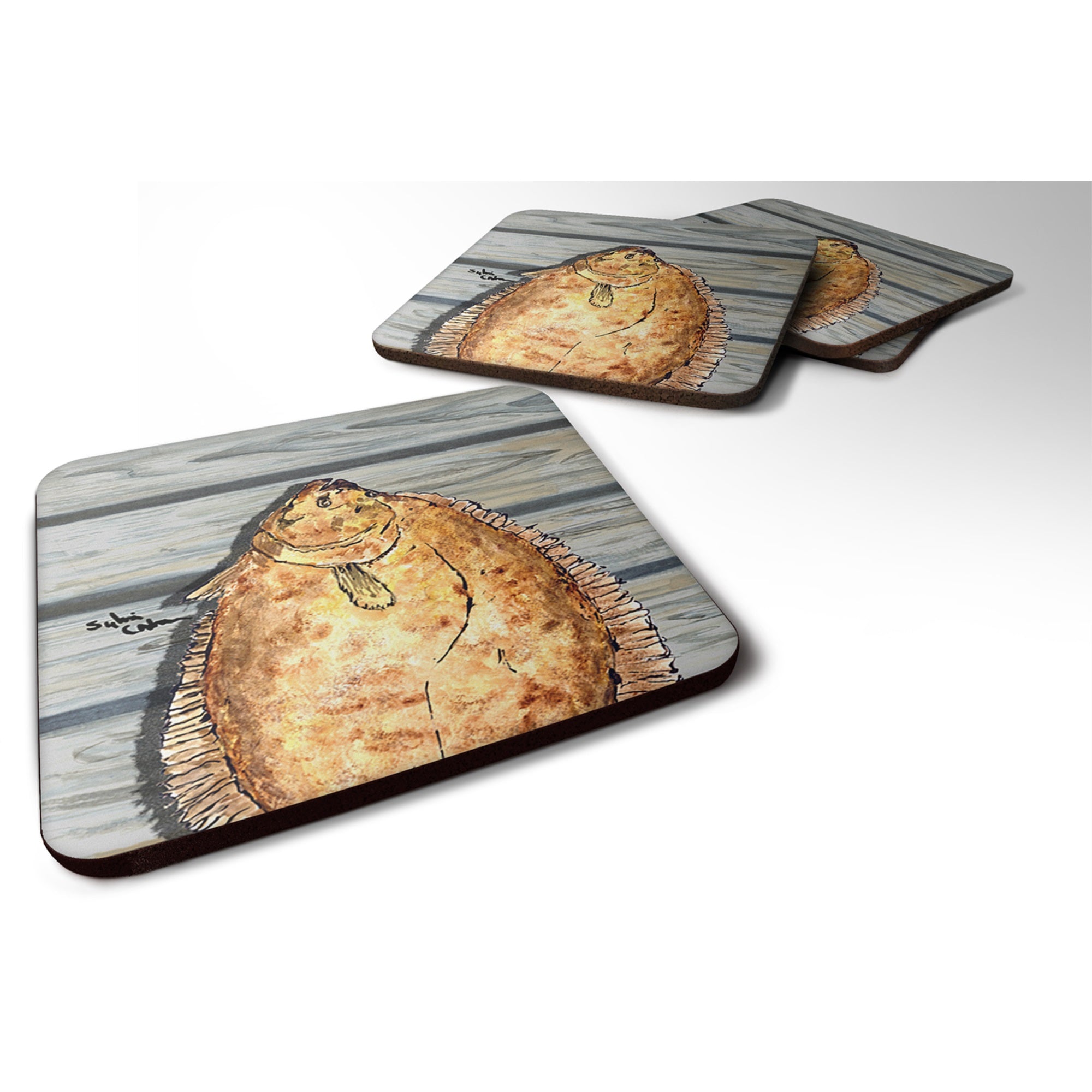 Fish Flounder Foam Coaster Set Of 4
