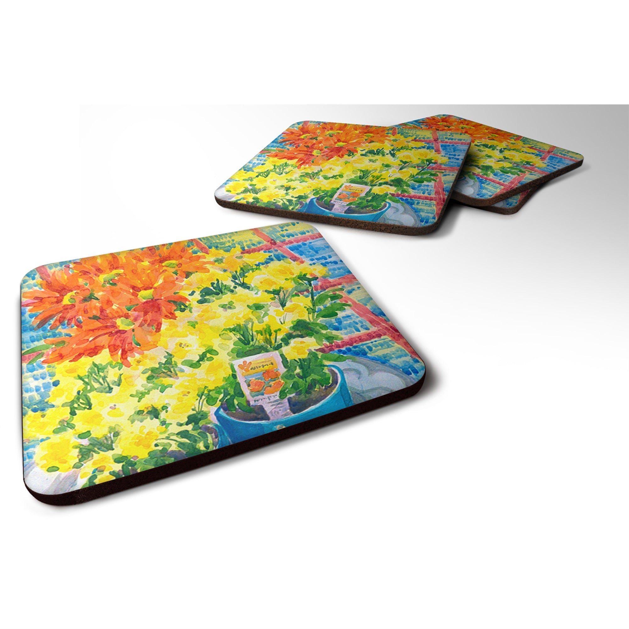 Flower - Mums Foam Coaster Set Of 4