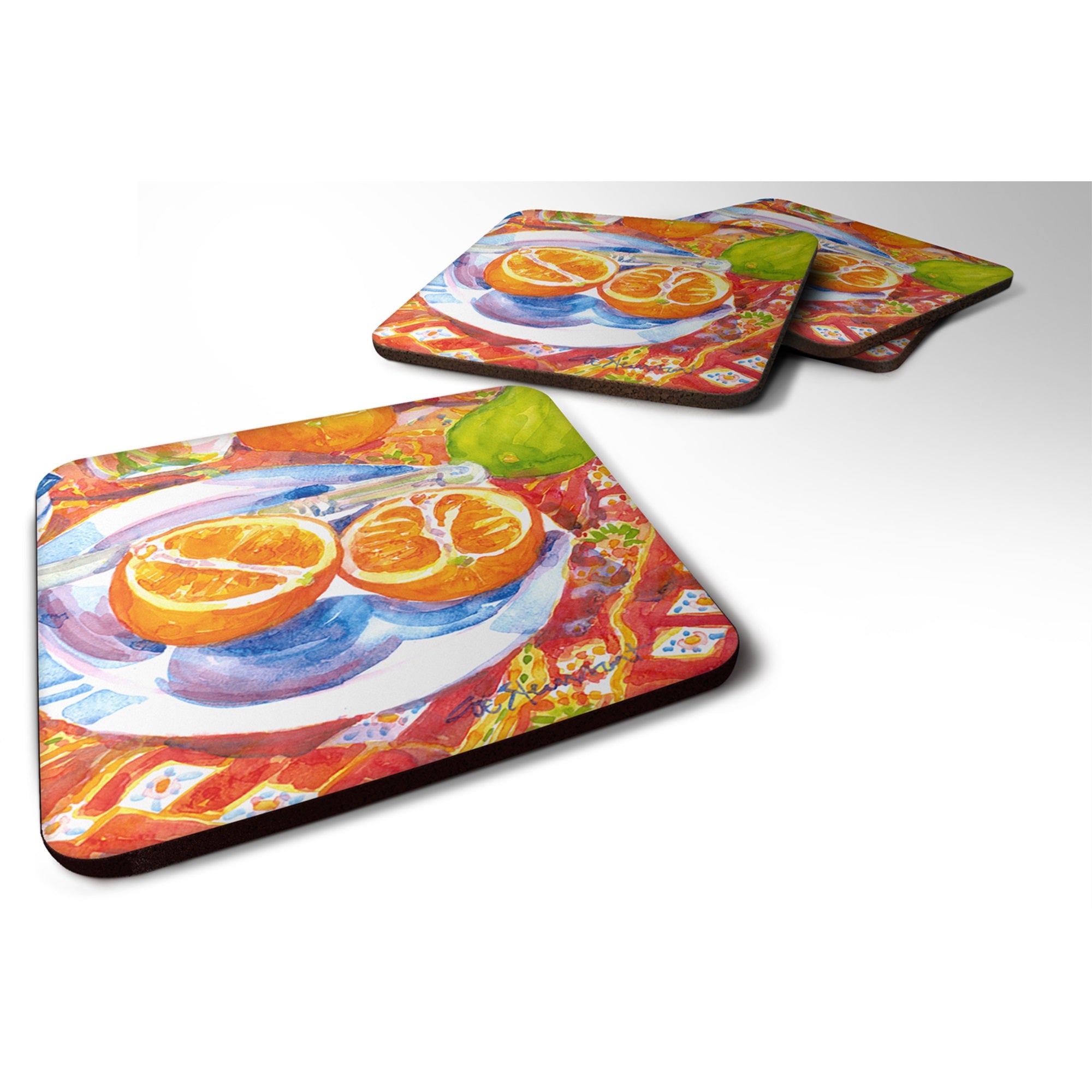 Florida Oranges Sliced For Breakfast Foam Coaster Set Of 4