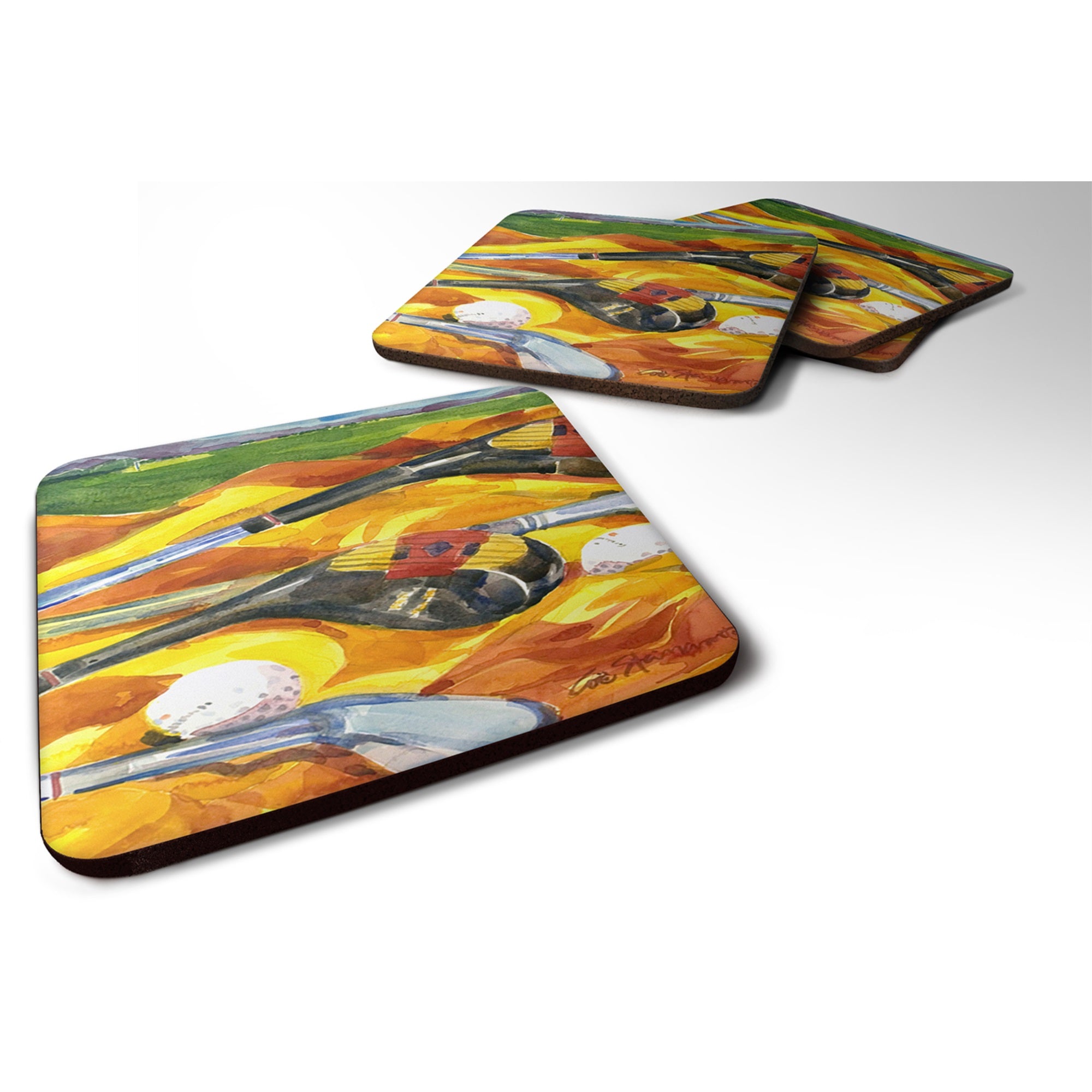 Golf Clubs Golfer Foam Coaster Set Of 4