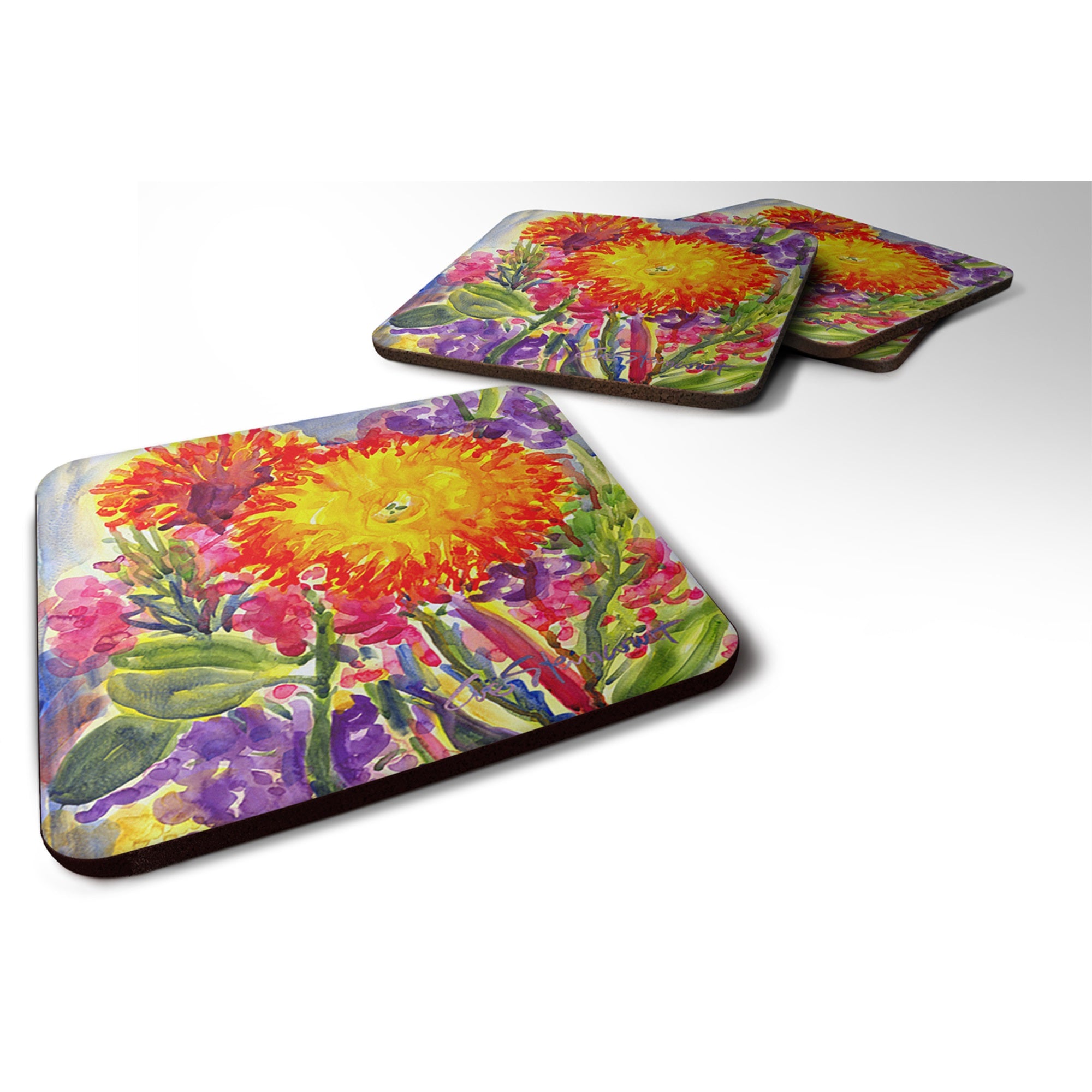 Flower - Aster Foam Coaster Set Of 4
