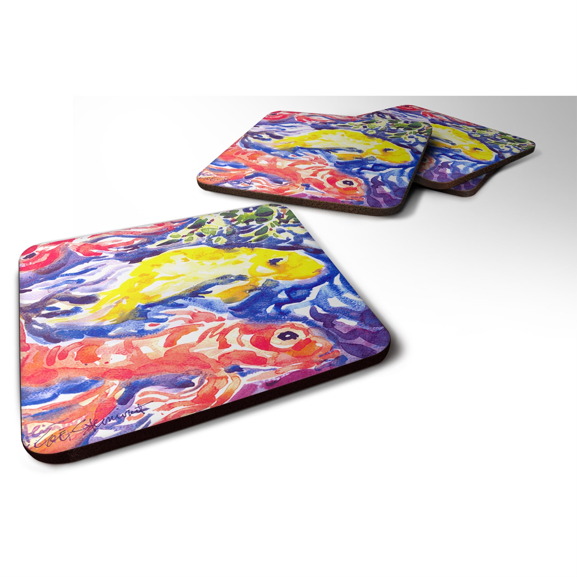 Fish - Koi In The Pond Foam Coaster Set Of 4