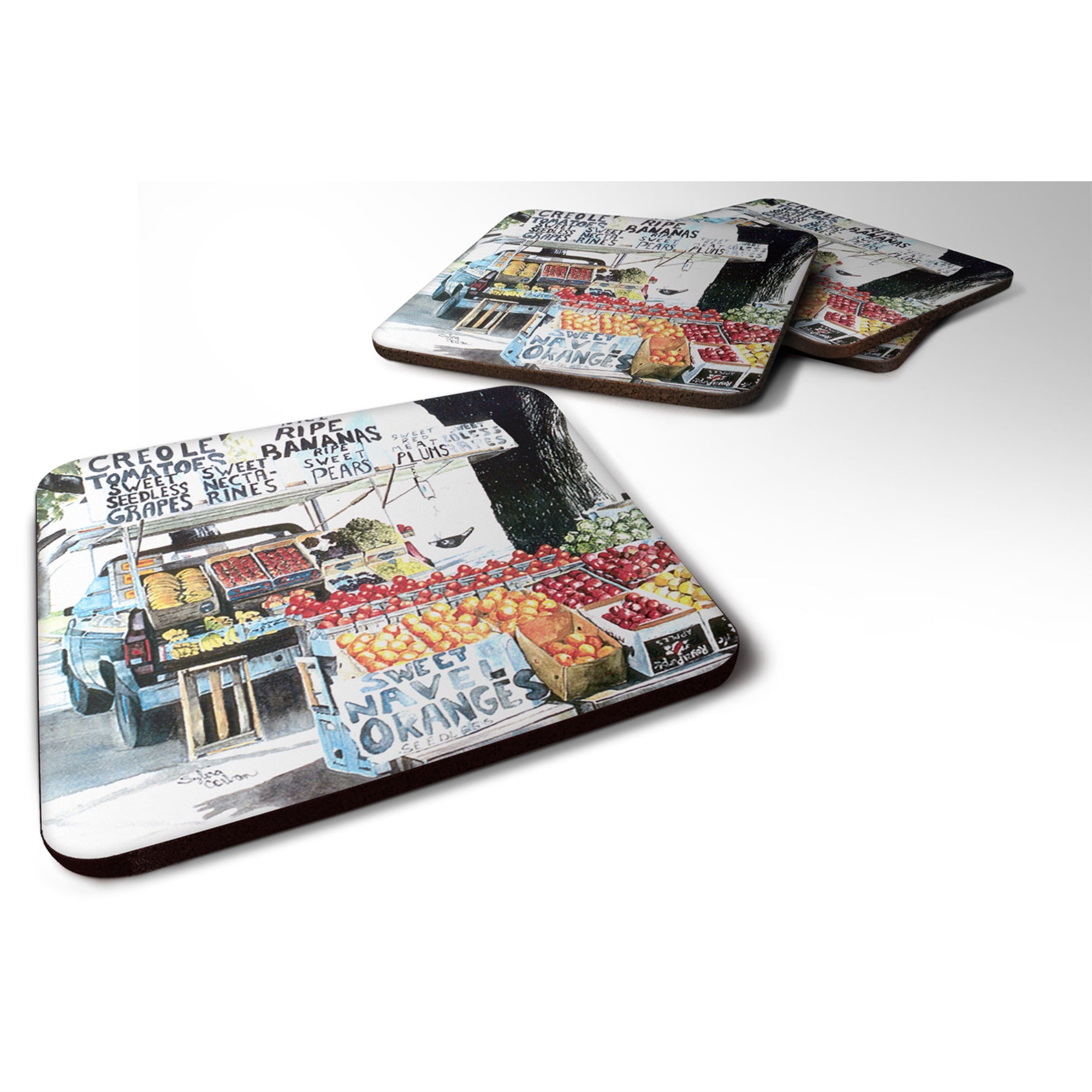 Fruit Stand Foam Coaster Set Of 4