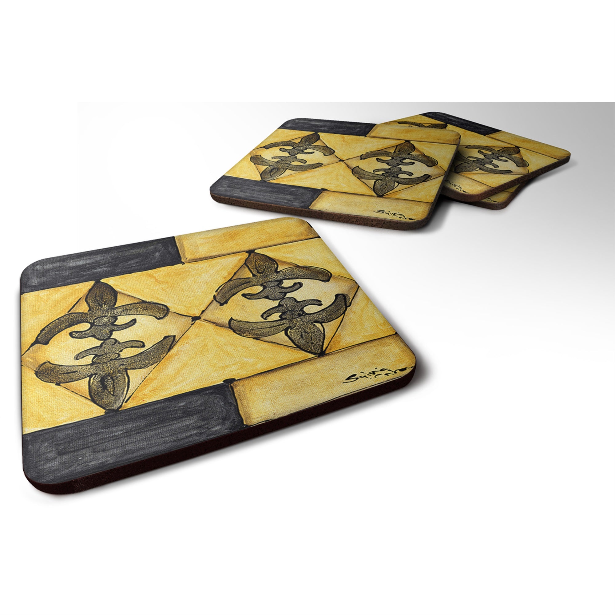 Fleur De Lis Foam Coaster Set Of 4