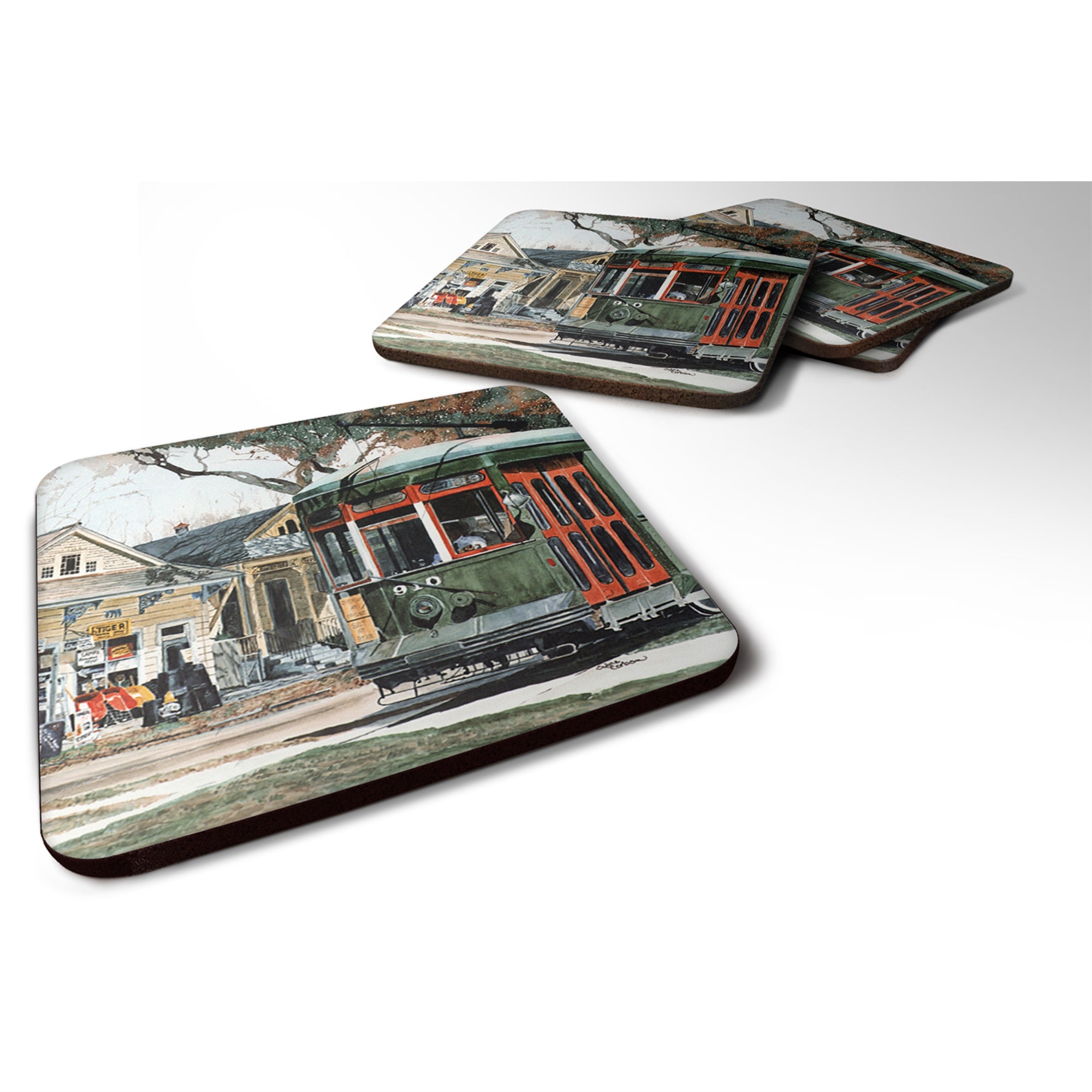 New Orleans Street Car Foam Coaster Set Of 4