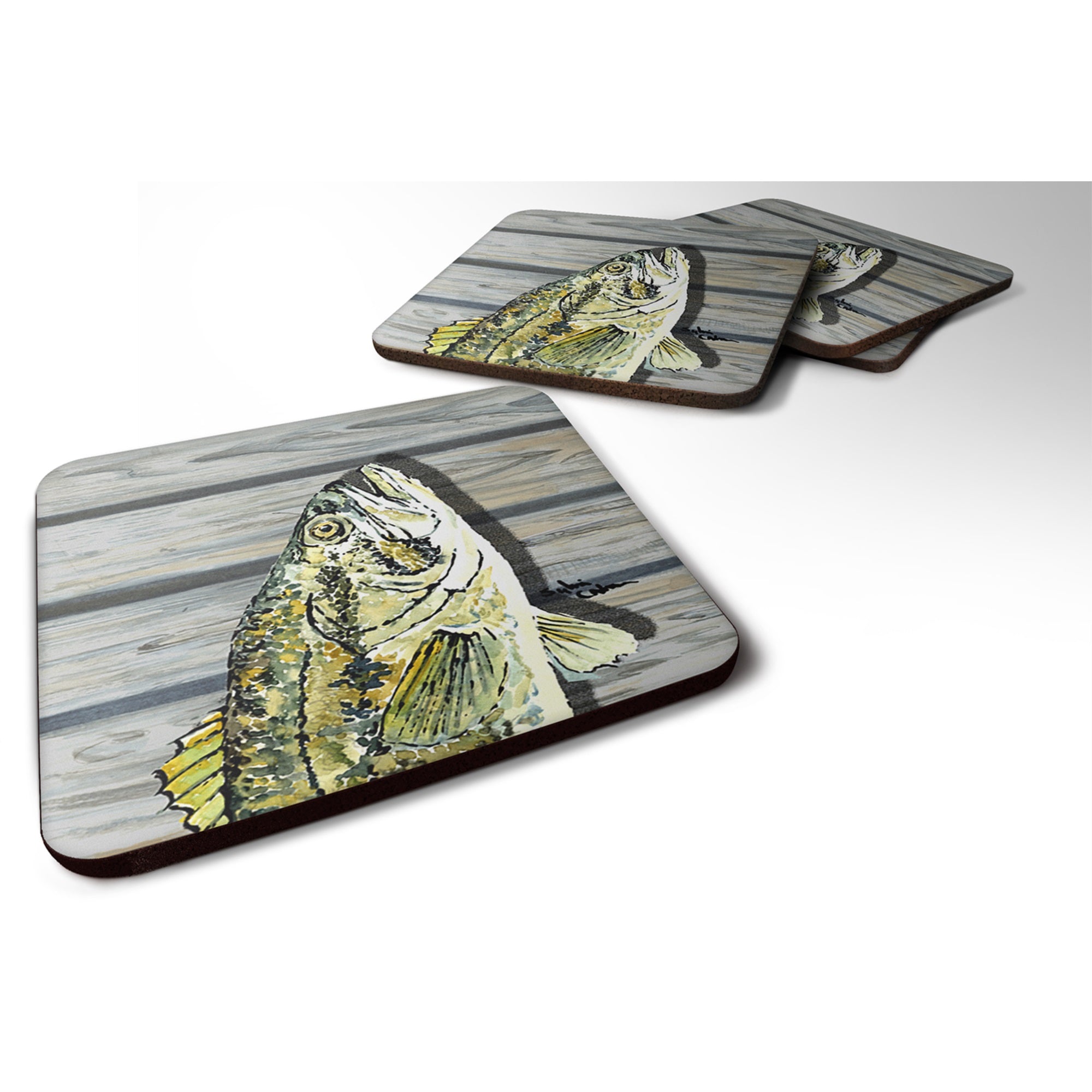 Fish Bass Small Mouth Foam Coaster Set Of 4