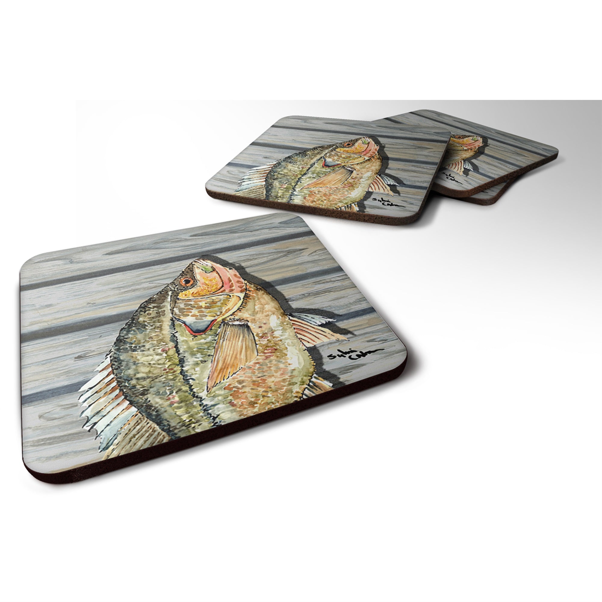 Croppie Fish On Pier Foam Coaster Set Of 4
