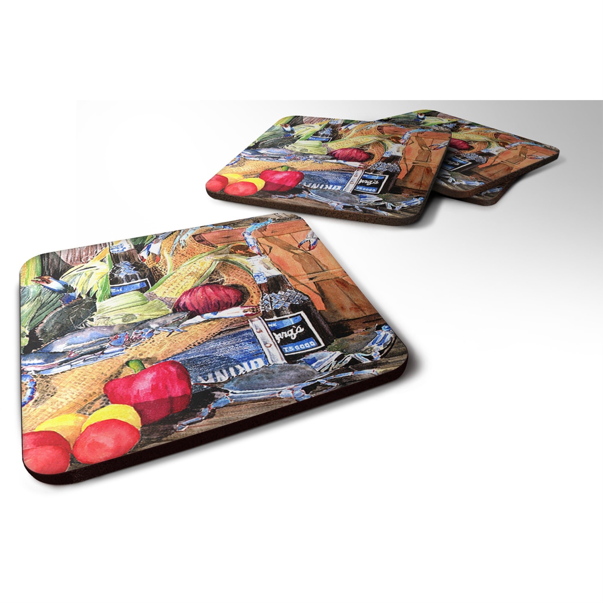 Barq'S And Crabs Foam Coaster Set Of 4