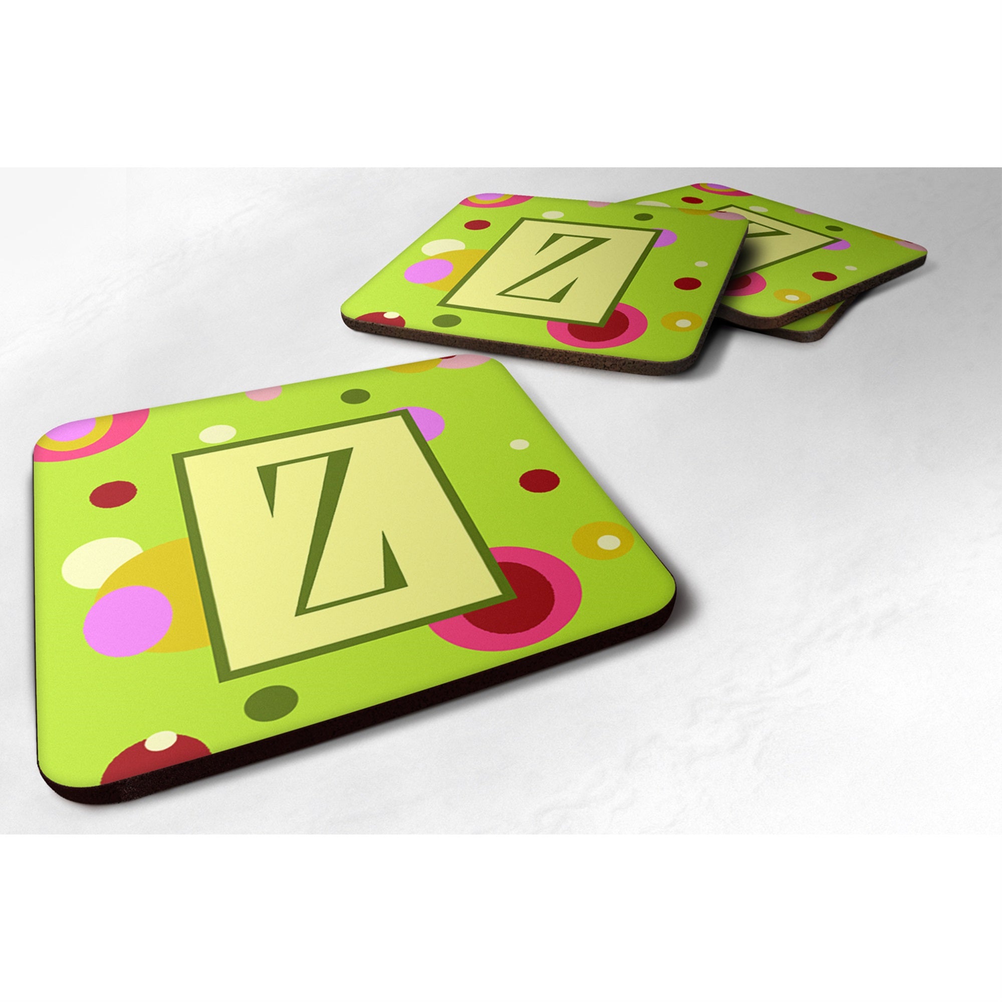 Letter Z Monogram - Lime Green Foam Coaster Set Of 4