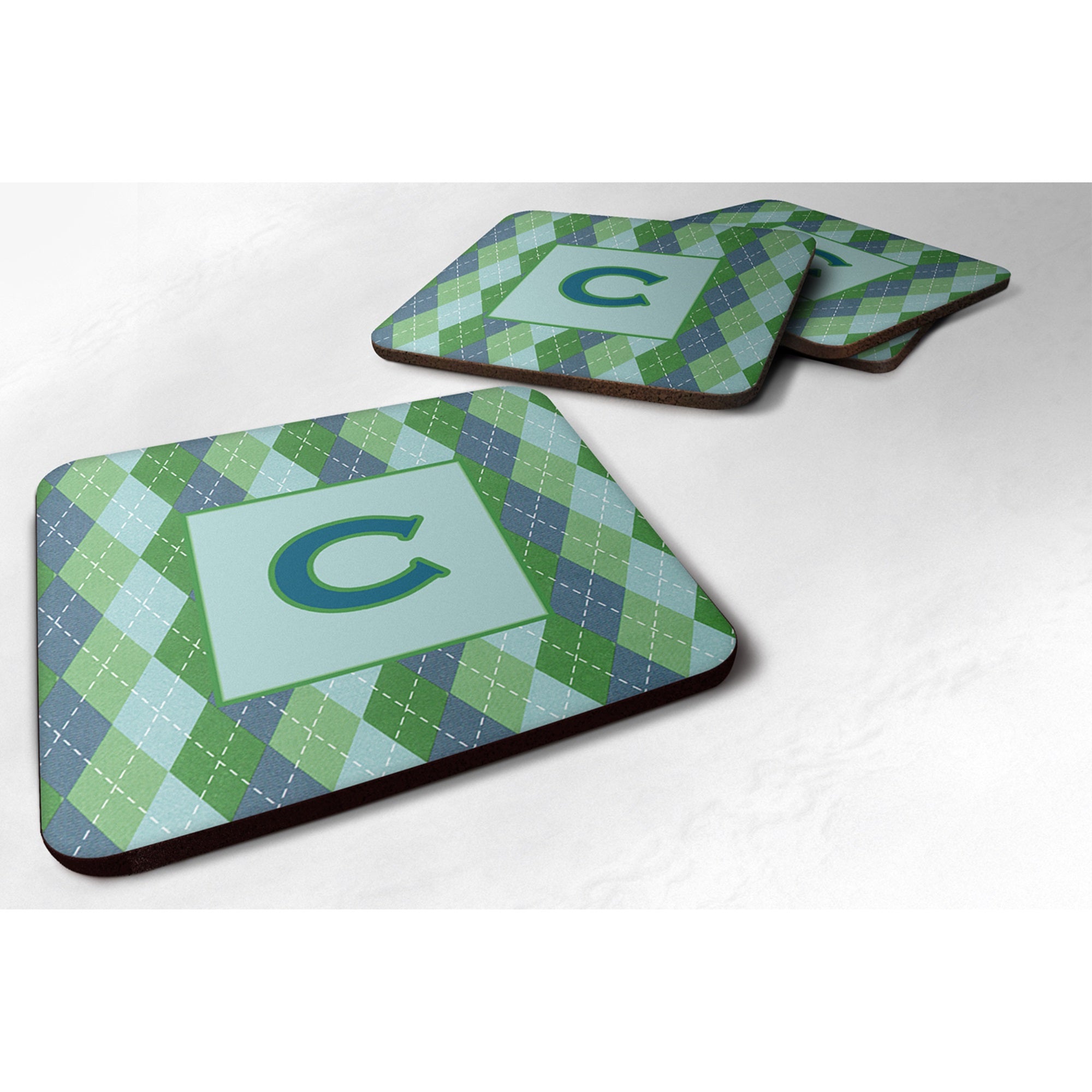 Letter C Initial Monogram - Blue Argoyle Foam Coaster Set Of 4