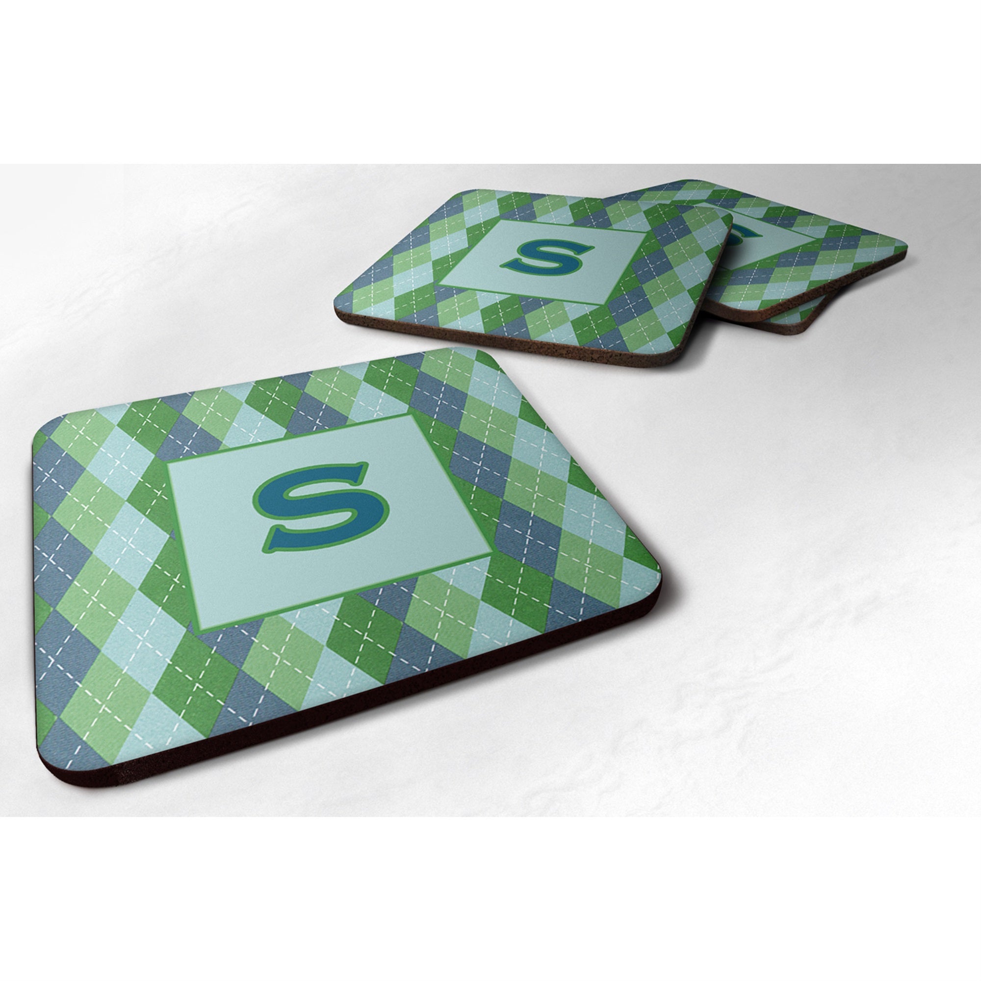 Letter S Initial Monogram - Blue Argoyle Foam Coaster Set Of 4