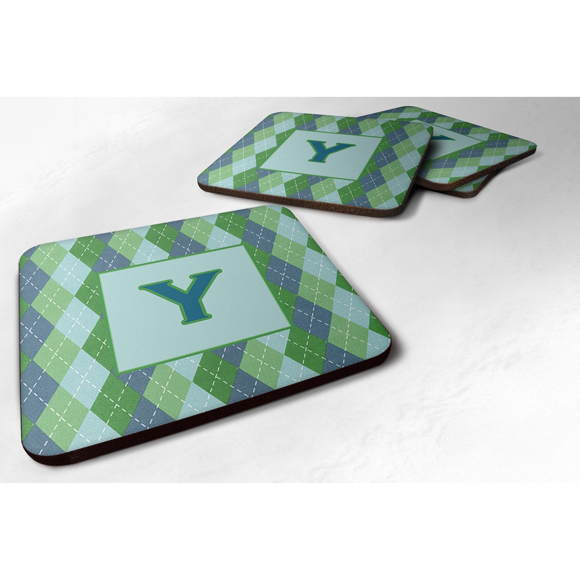 Letter Y Initial Monogram - Blue Argoyle Foam Coaster Set Of 4