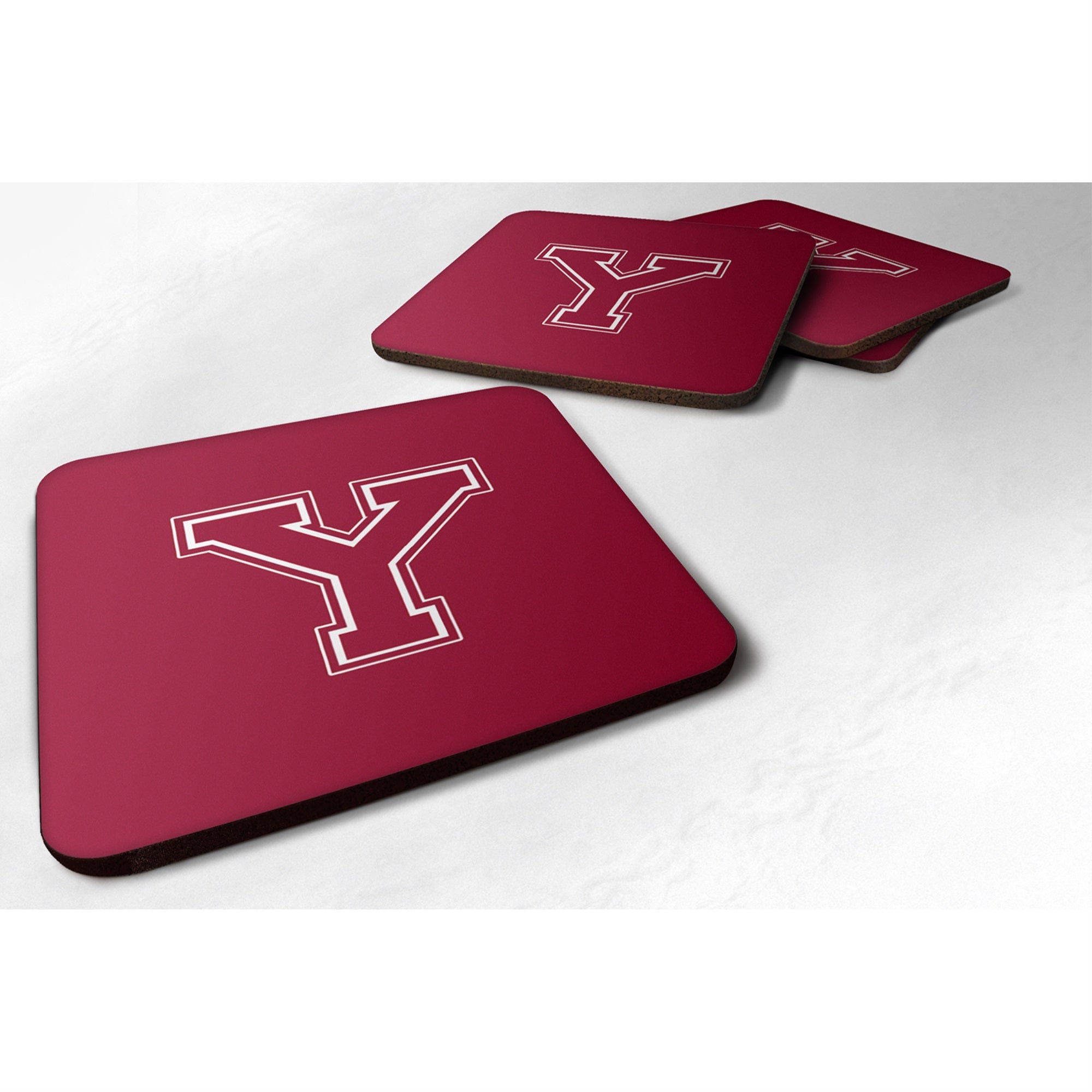 Letter Y Initial Monogram - Maroon And White Foam Coaster Set Of 4