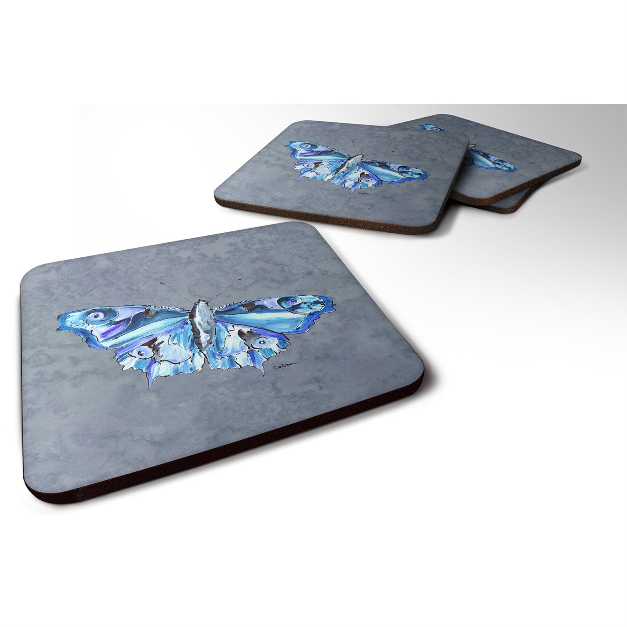 Butterfly On Gray Foam Coaster Set Of 4