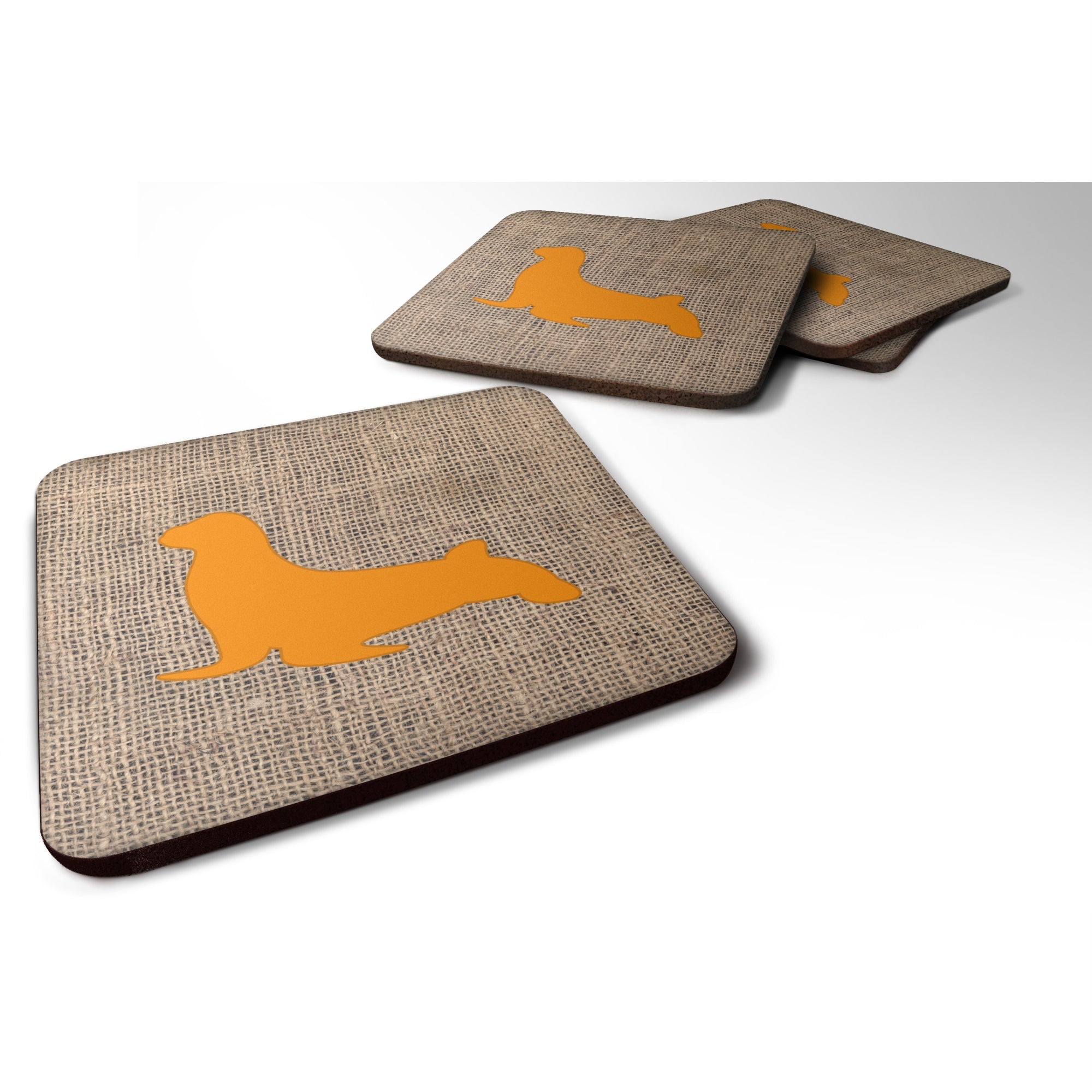 Seal Burlap And Orange Bb1027 Foam Coaster Set Of 4
