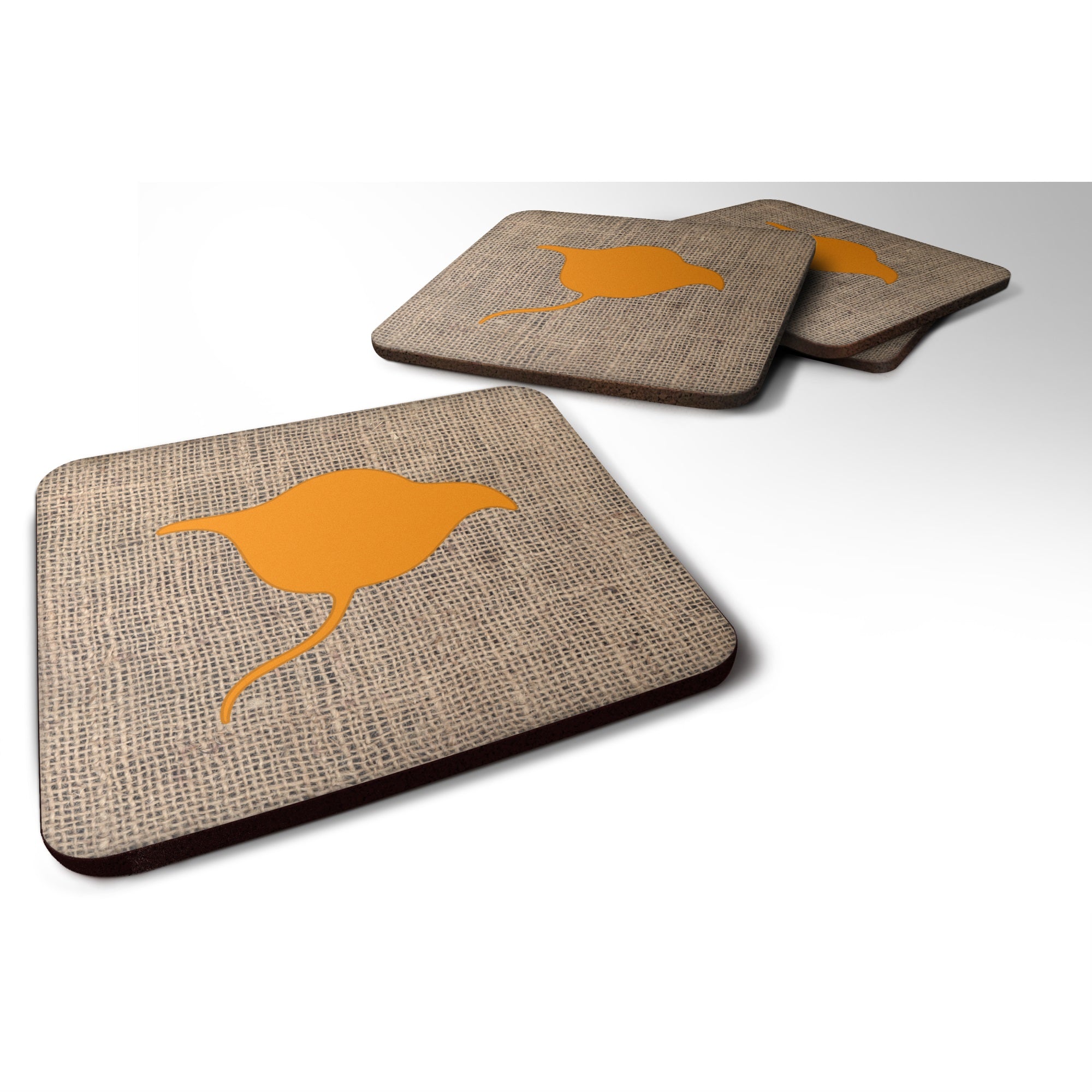 Stingray Burlap And Orange Bb1094 Foam Coaster Set Of 4