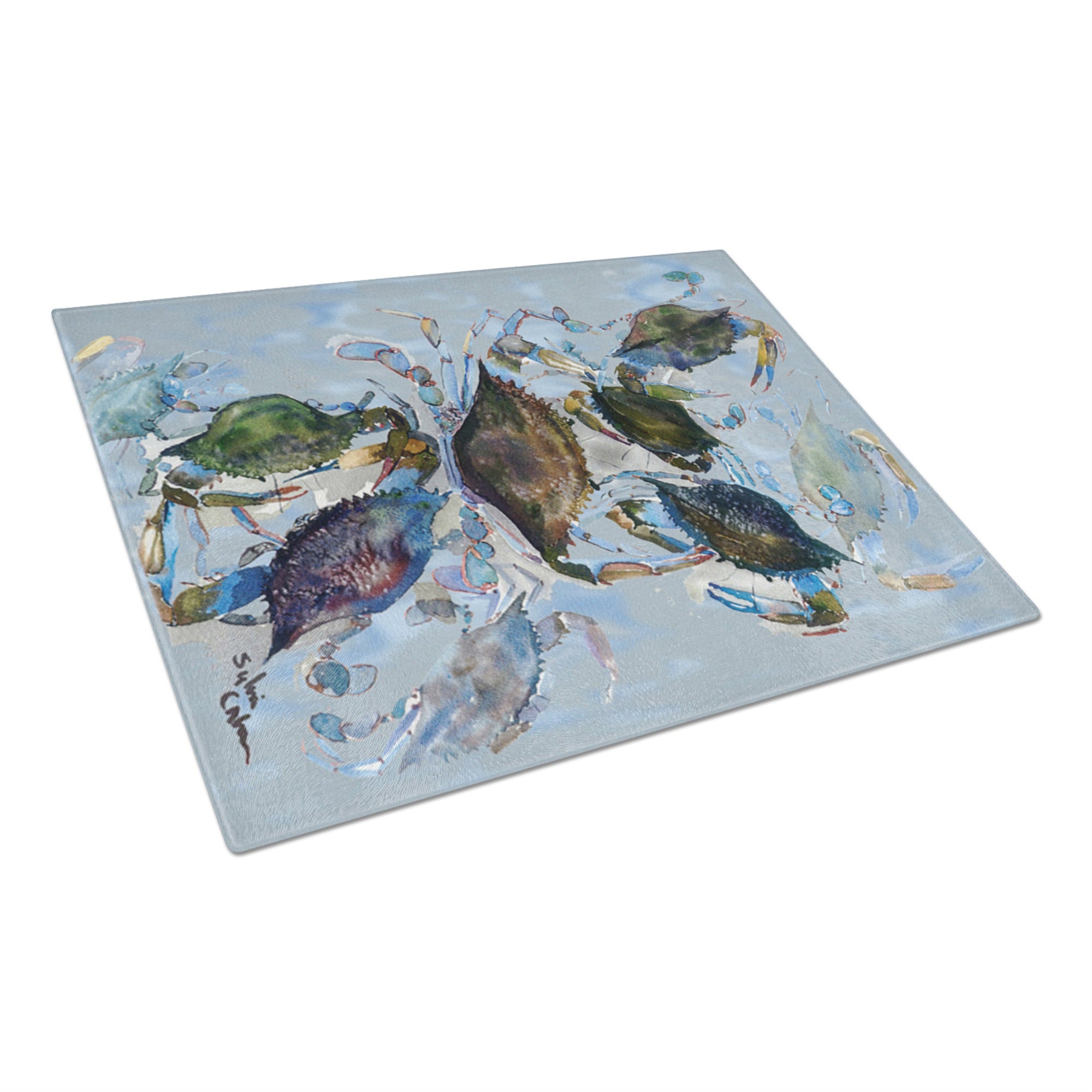 Crab Glass Cutting Board Large