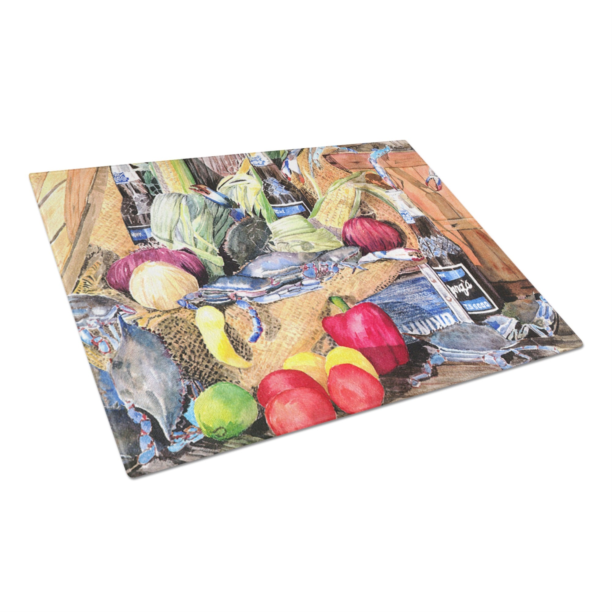 Barq'S And Crabs Glass Cutting Board Large