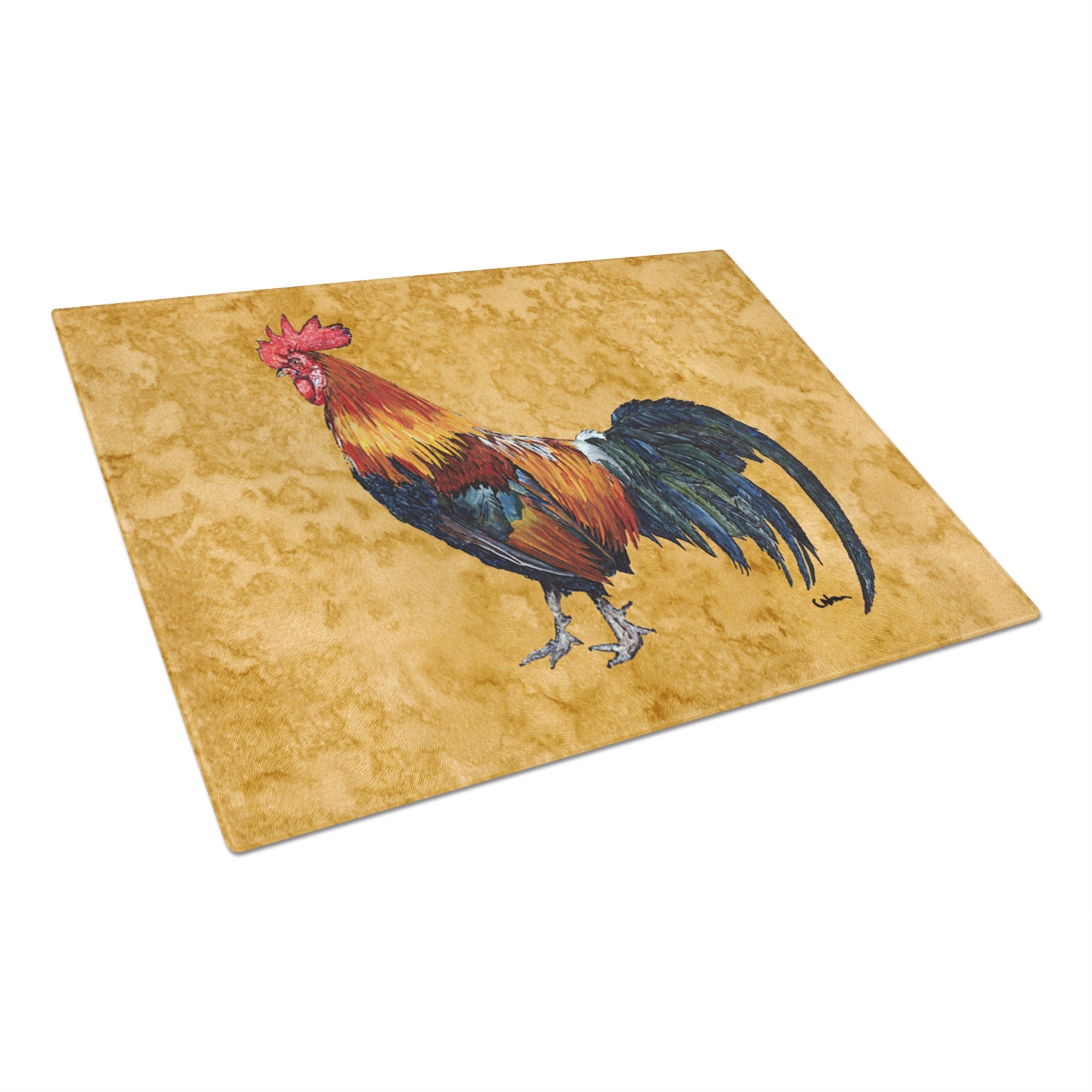 Rooster Glass Cutting Board Large