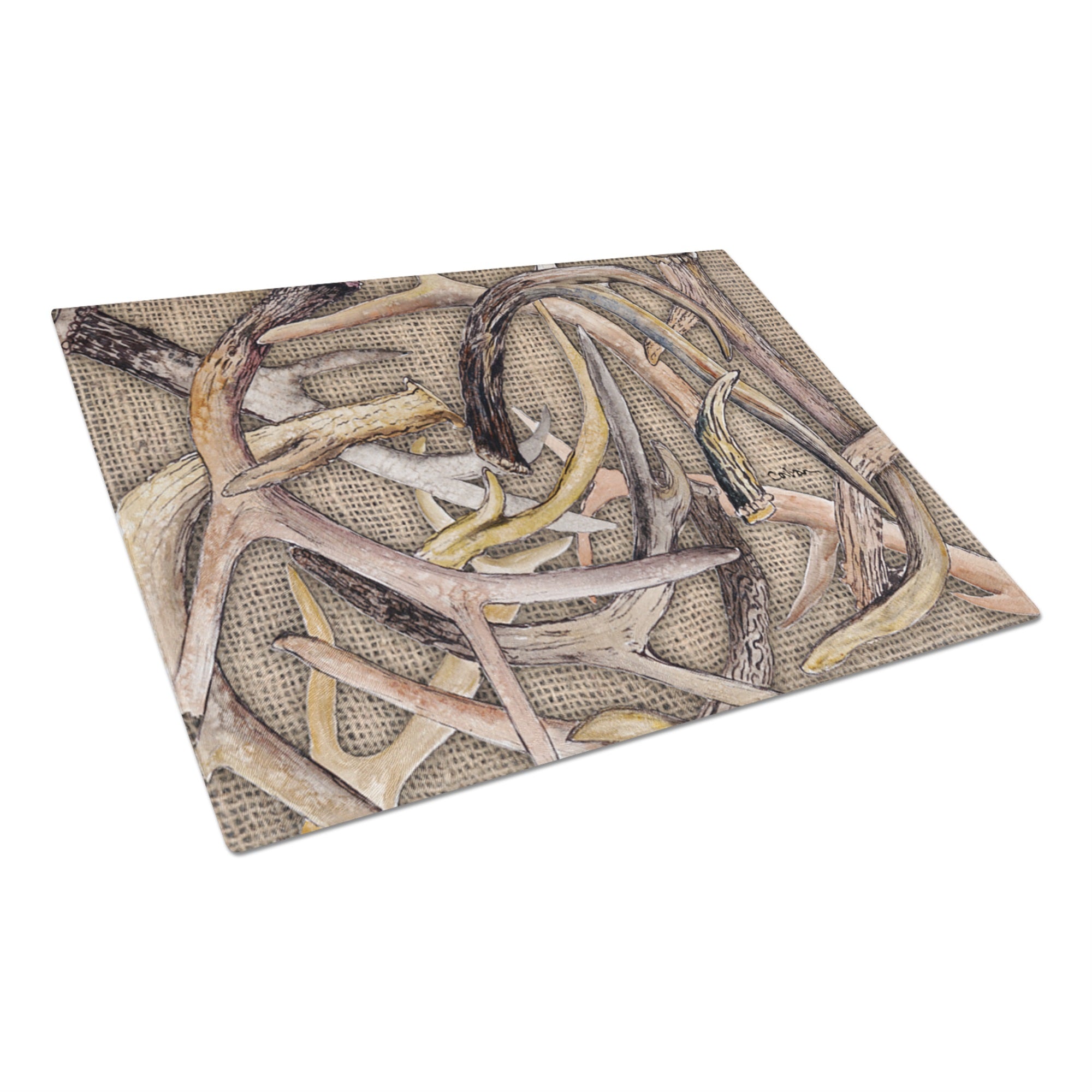 Deer Horns Glass Cutting Board Large