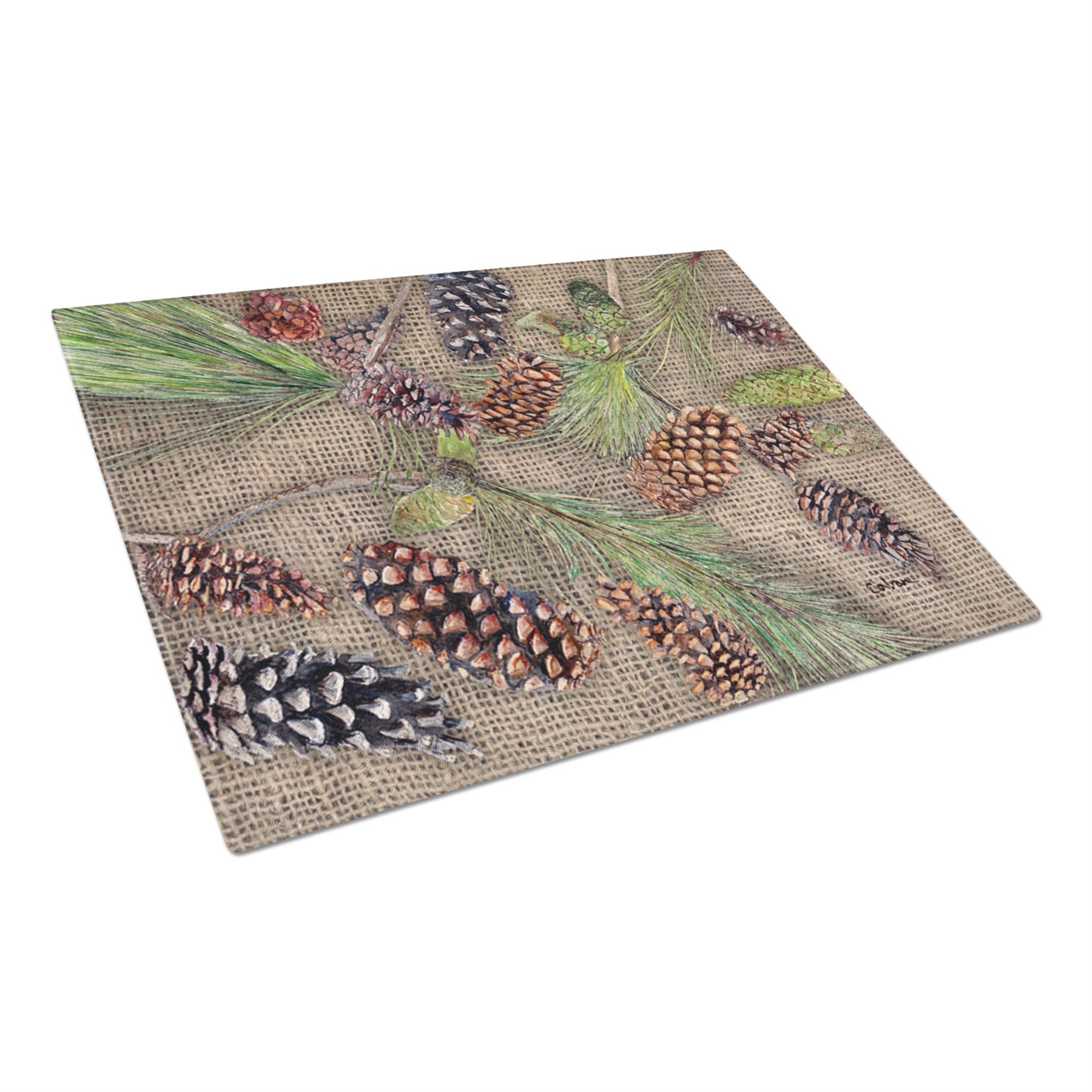 Pine Cones Glass Cutting Board Large