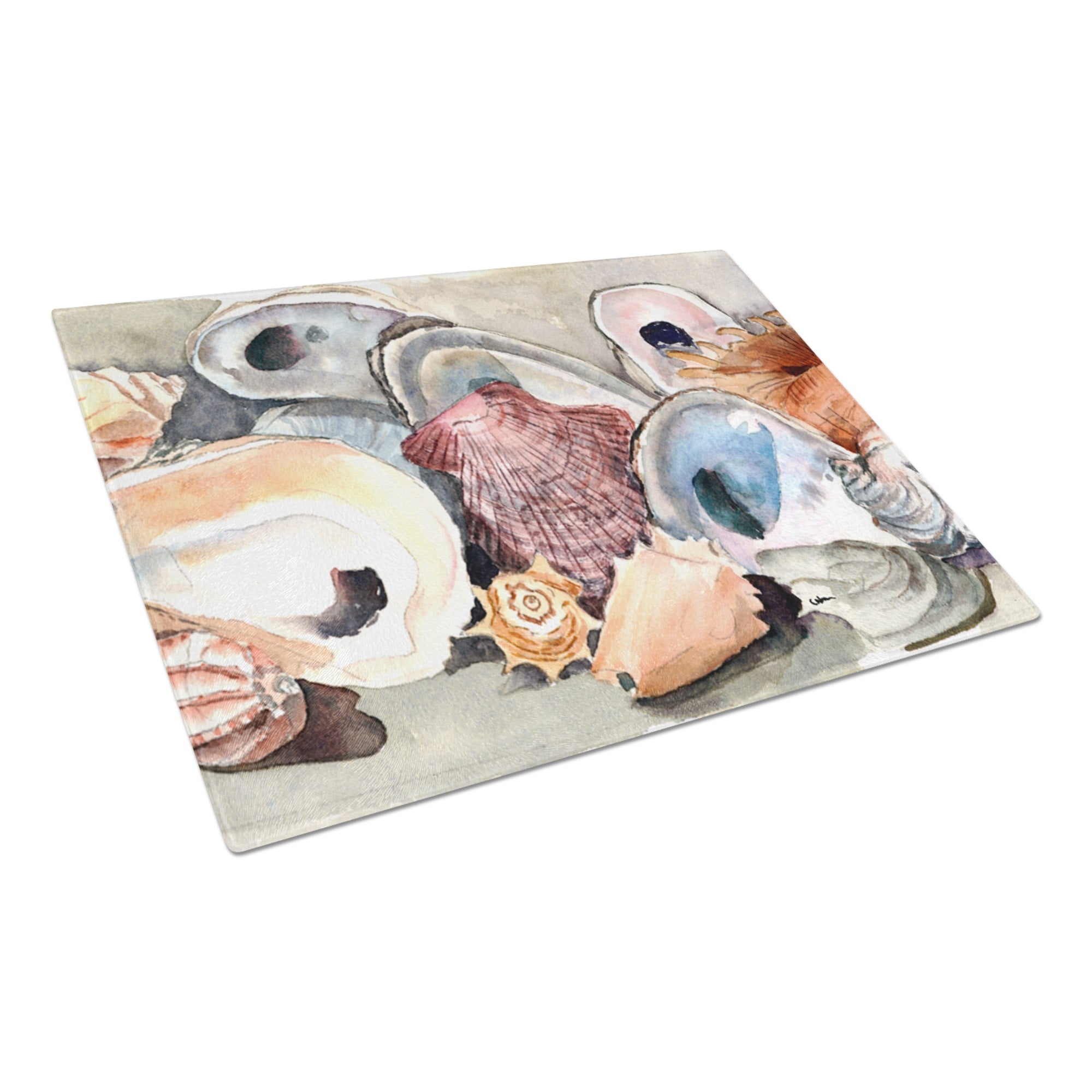 Sea Shells Glass Cutting Board Large