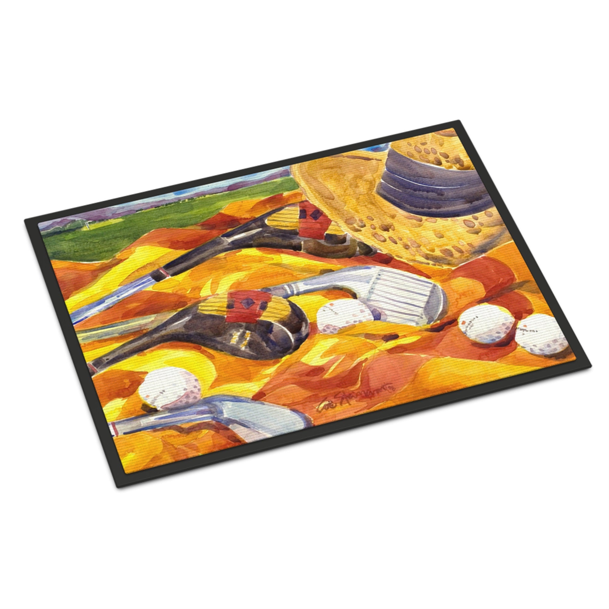 Golf Clubs Golfer Indoor Or Outdoor Mat 18X27