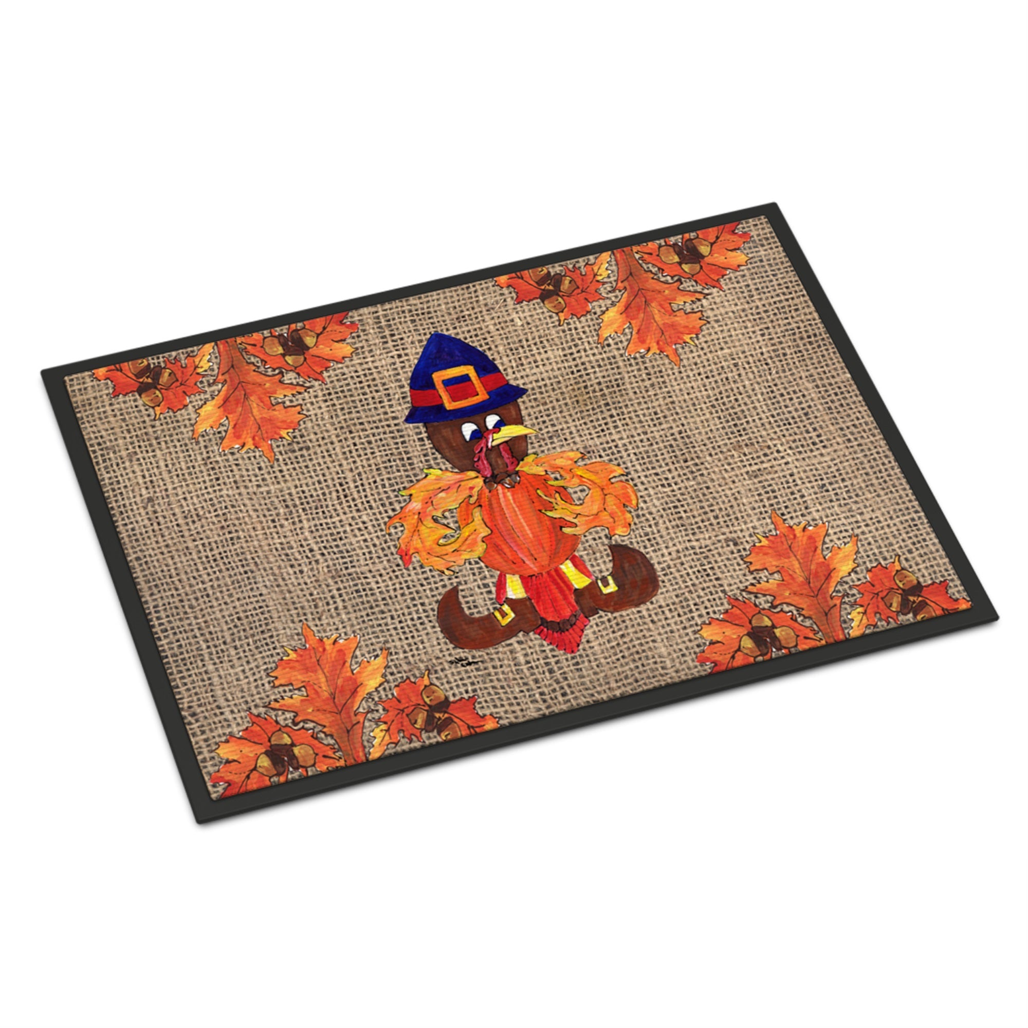 Thanksgiving Turkey Pilgram Fleur De Lis Indoor Or Outdoor Mat 18X27