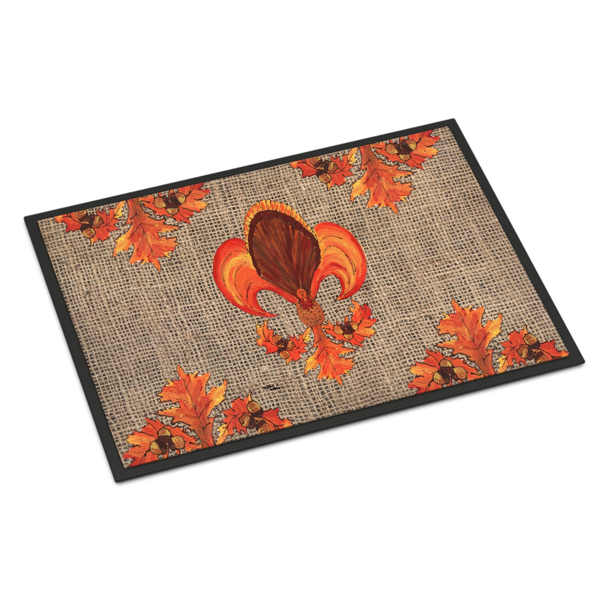 Thanksgiving Turkey Fleur De Lis Indoor Or Outdoor Mat 18X27