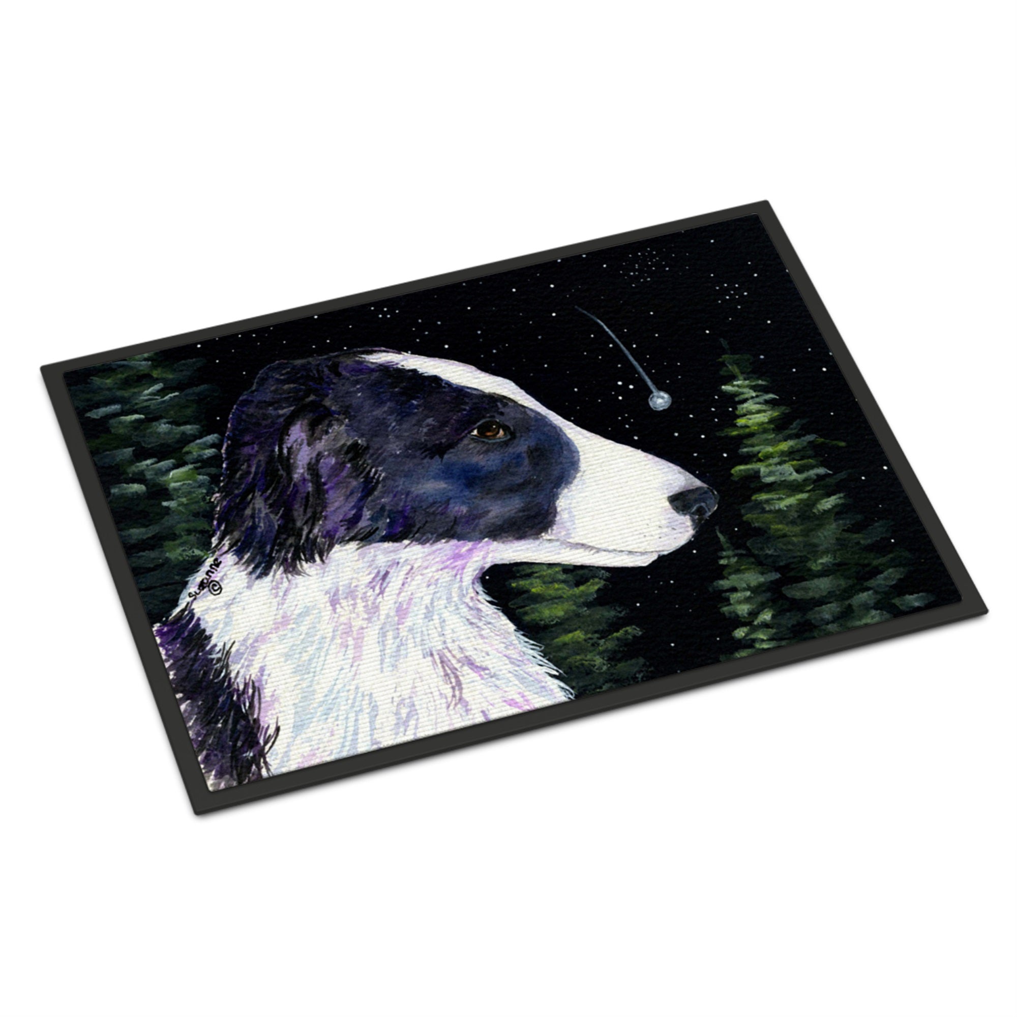 Starry Night Border Collie Indoor Or Outdoor Mat 18X27