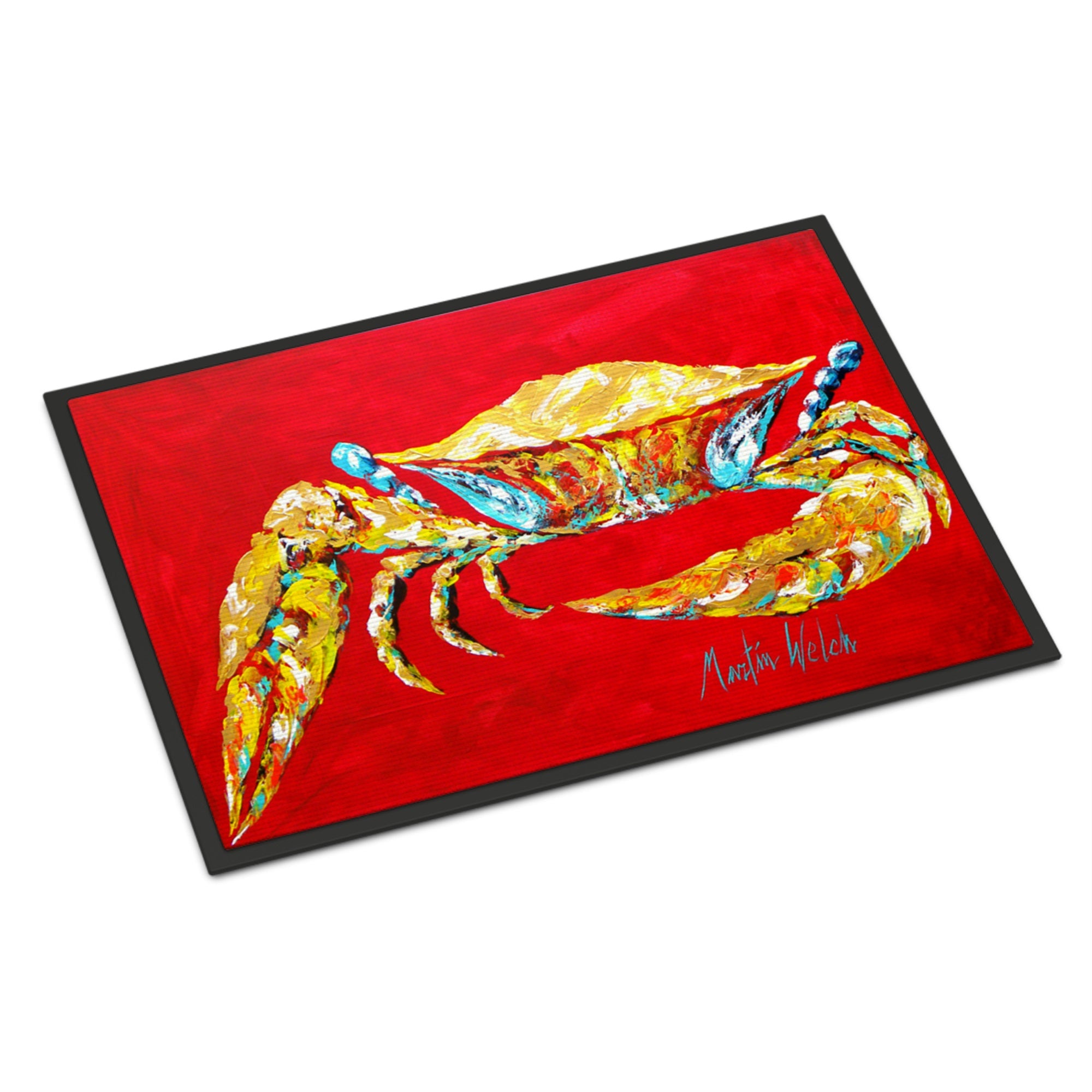Crab Blue On Red, Sr Indoor Or Outdoor Mat 18X27