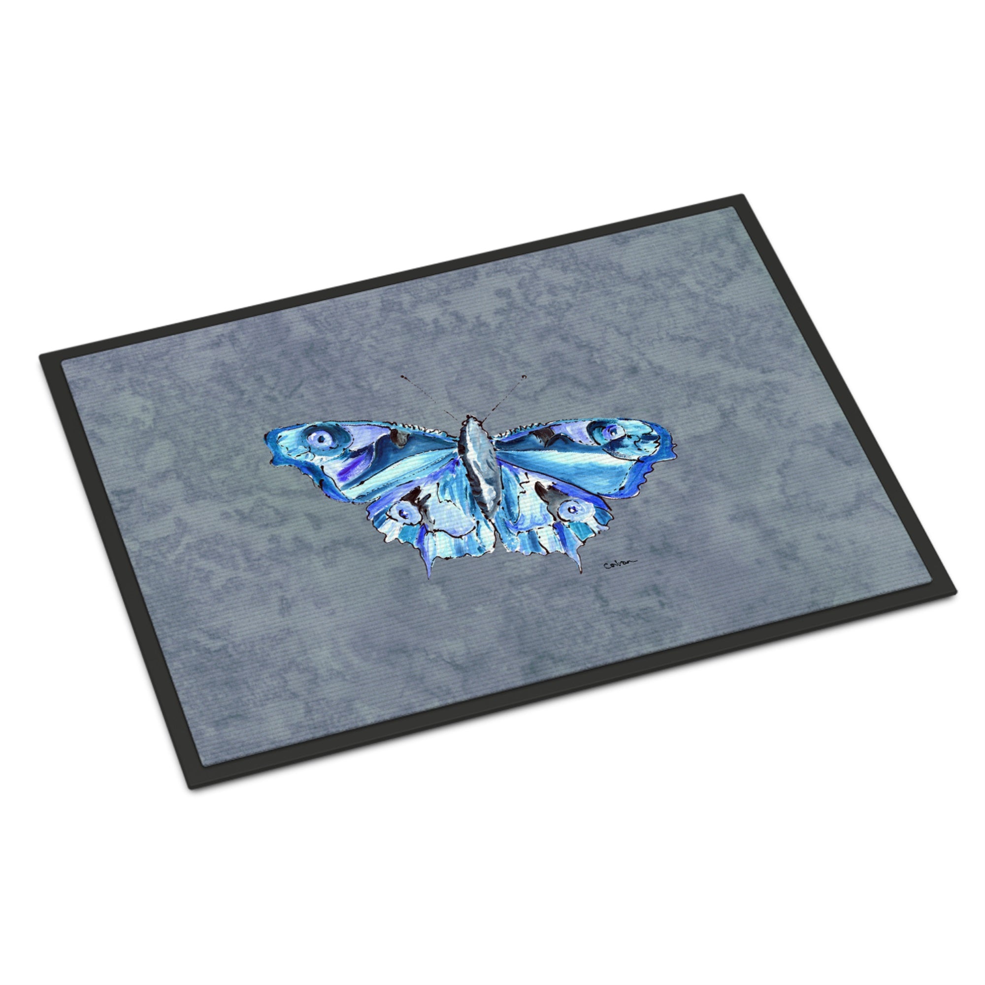 Butterfly On Gray Indoor Or Outdoor Mat 18X27