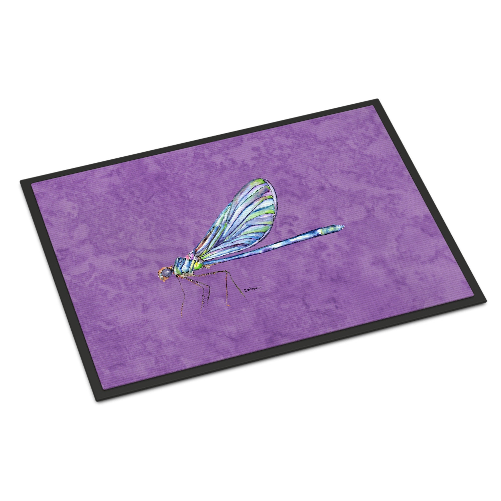 Dragonfly On Purple Indoor Or Outdoor Mat 18X27