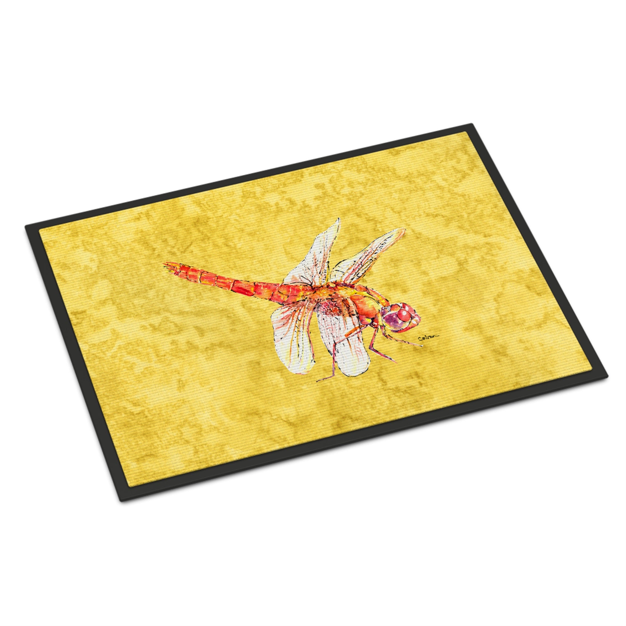 Dragonfly On Yellow Indoor Or Outdoor Mat 18X27