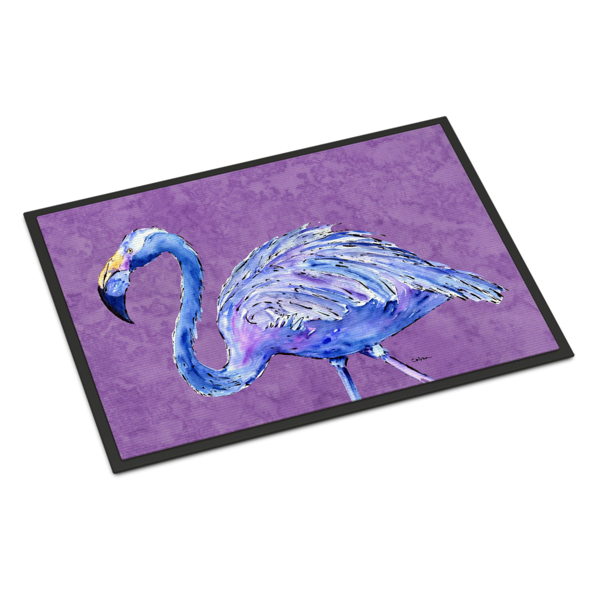 Flamingo On Purple Indoor Or Outdoor Mat 18X27