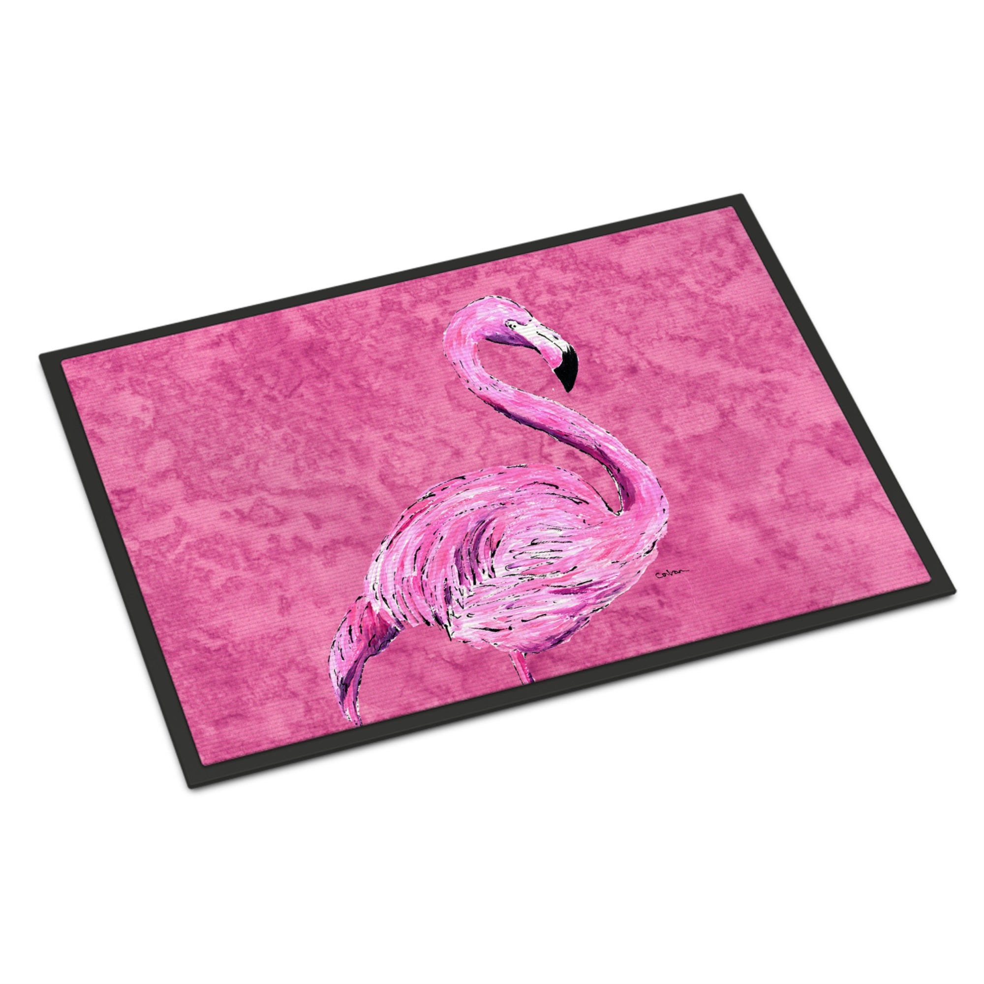 Flamingo On Pink Indoor Or Outdoor Mat 18X27