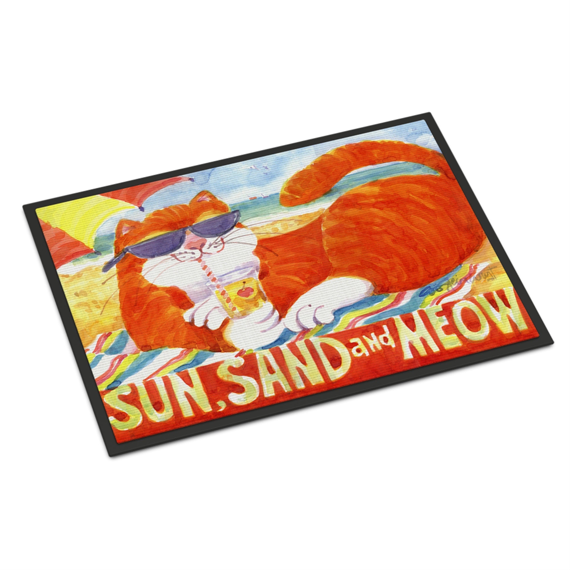 Orange Tabby At The Beach Indoor Or Outdoor Mat 24X36