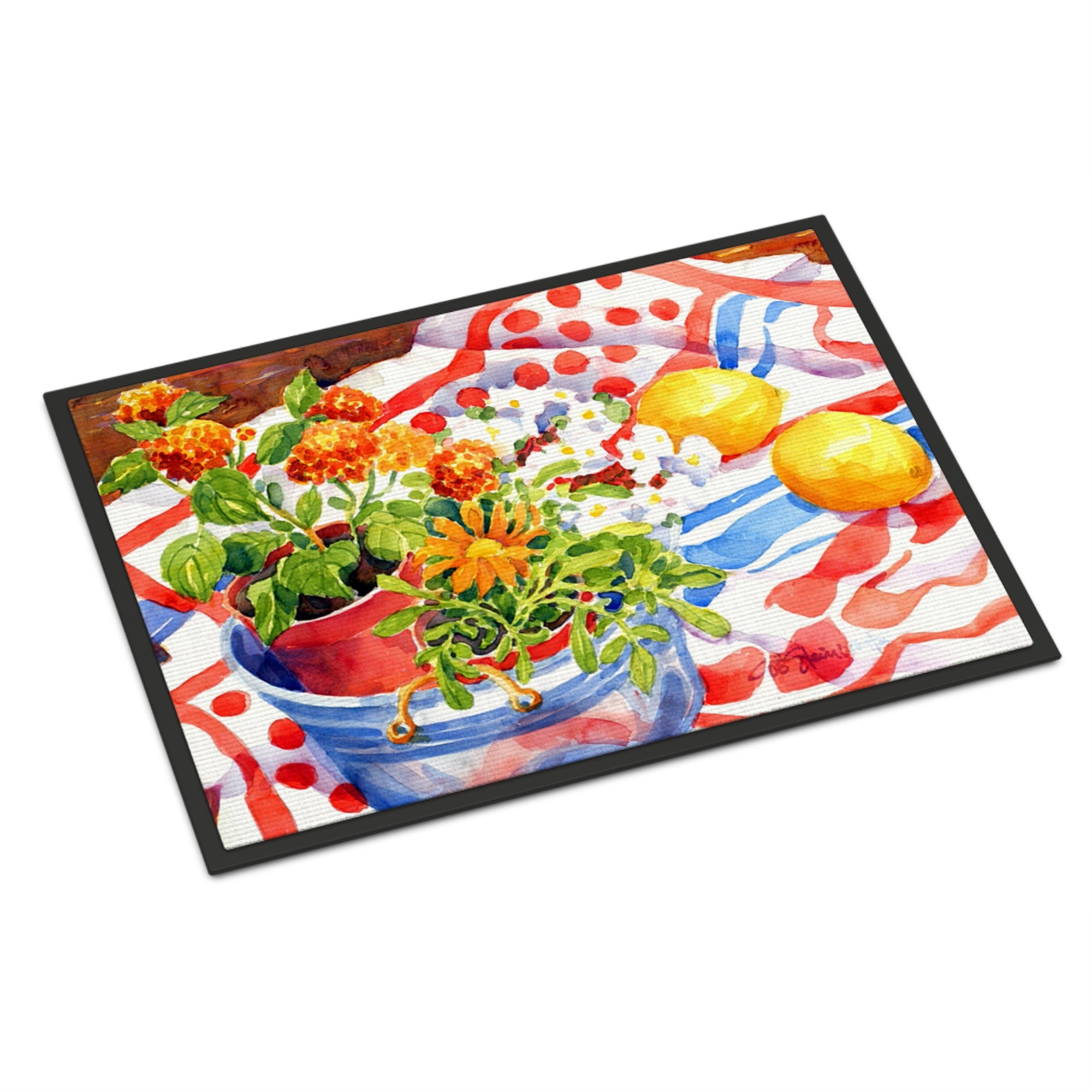 Flowers With A Side Of Lemons Indoor Or Outdoor Mat 24X36
