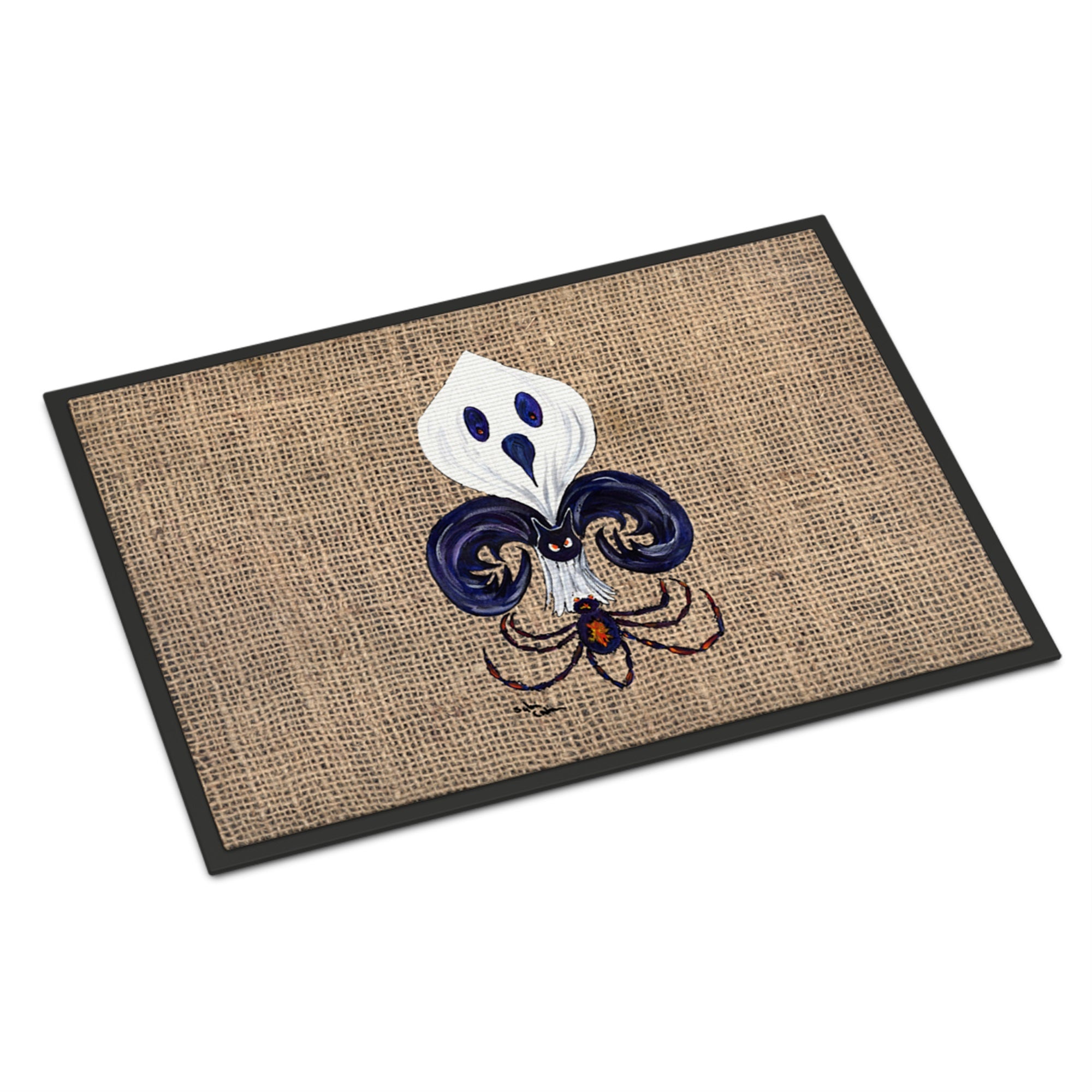 Halloween Ghost Spider Bat Fleur De Lis Indoor Or Outdoor Mat 24X36