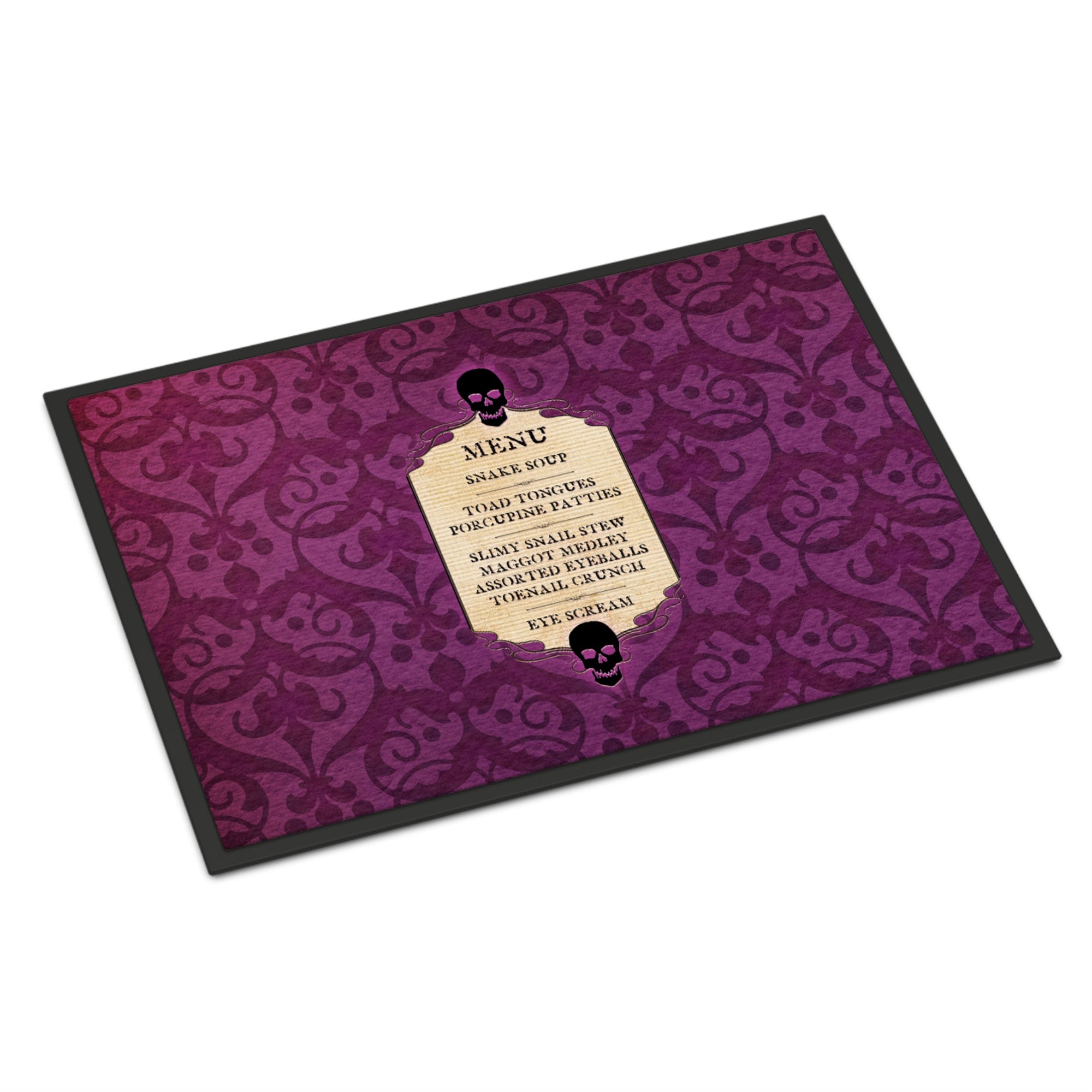 Goulish Menu Including Eye Screen Snake Soup Halloween Indoor Or Outdoor Mat 24X36