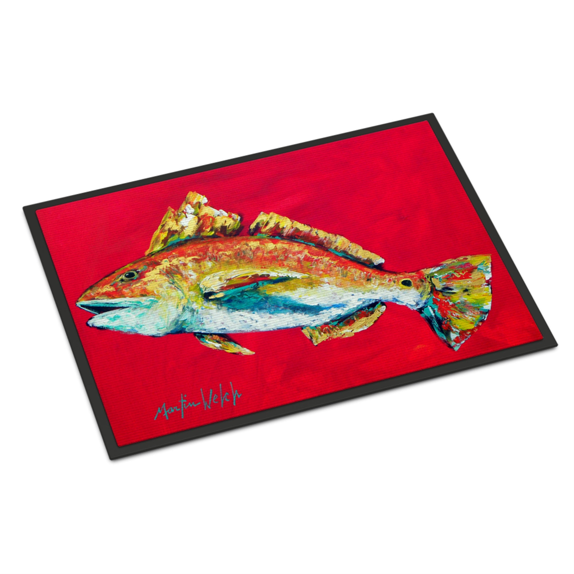 Fish - Red Fish Woo Hoo Indoor Or Outdoor Mat 24X36