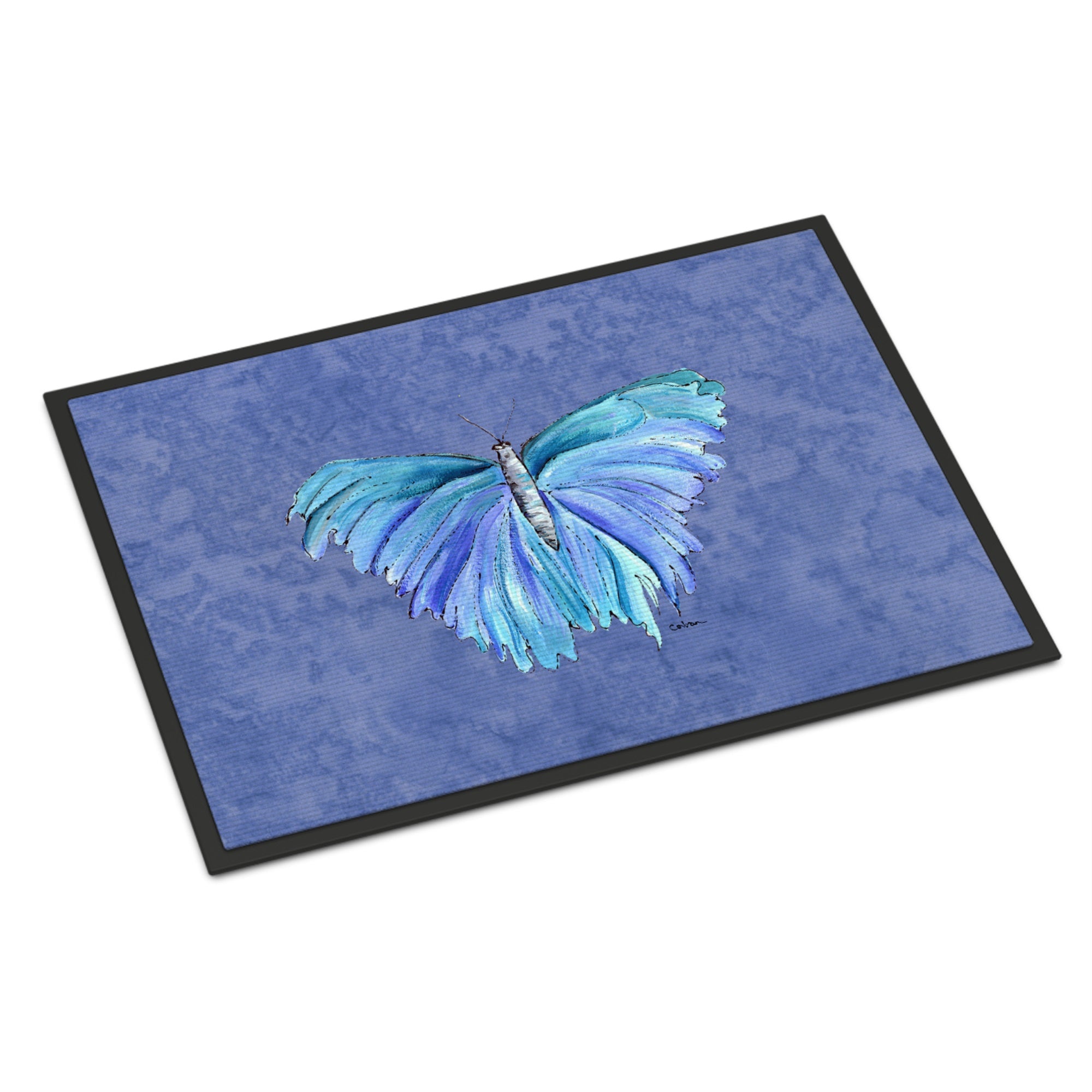 Butterfly On Slate Blue Indoor Or Outdoor Mat 24X36
