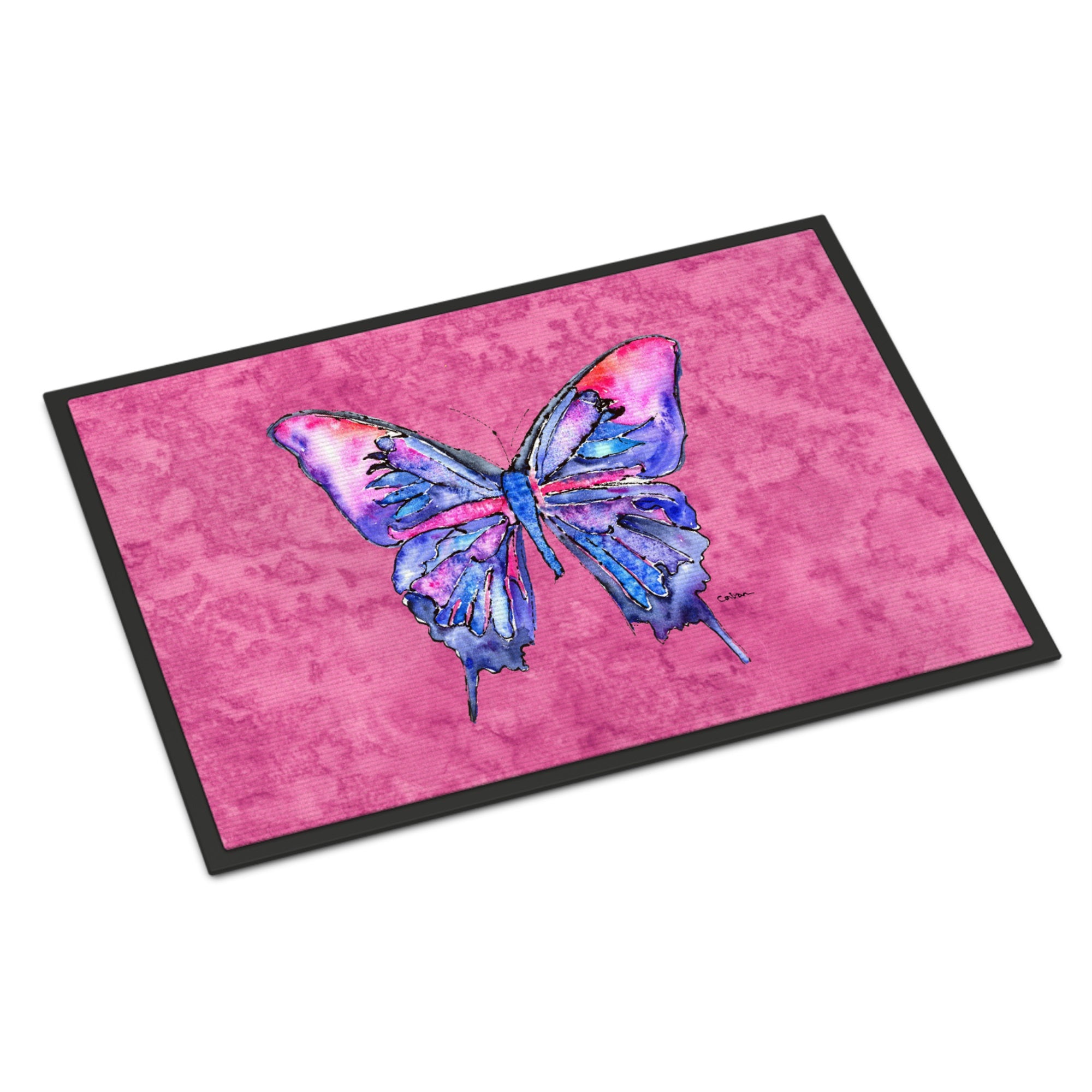 Butterfly On Pink Indoor Or Outdoor Mat 24X36