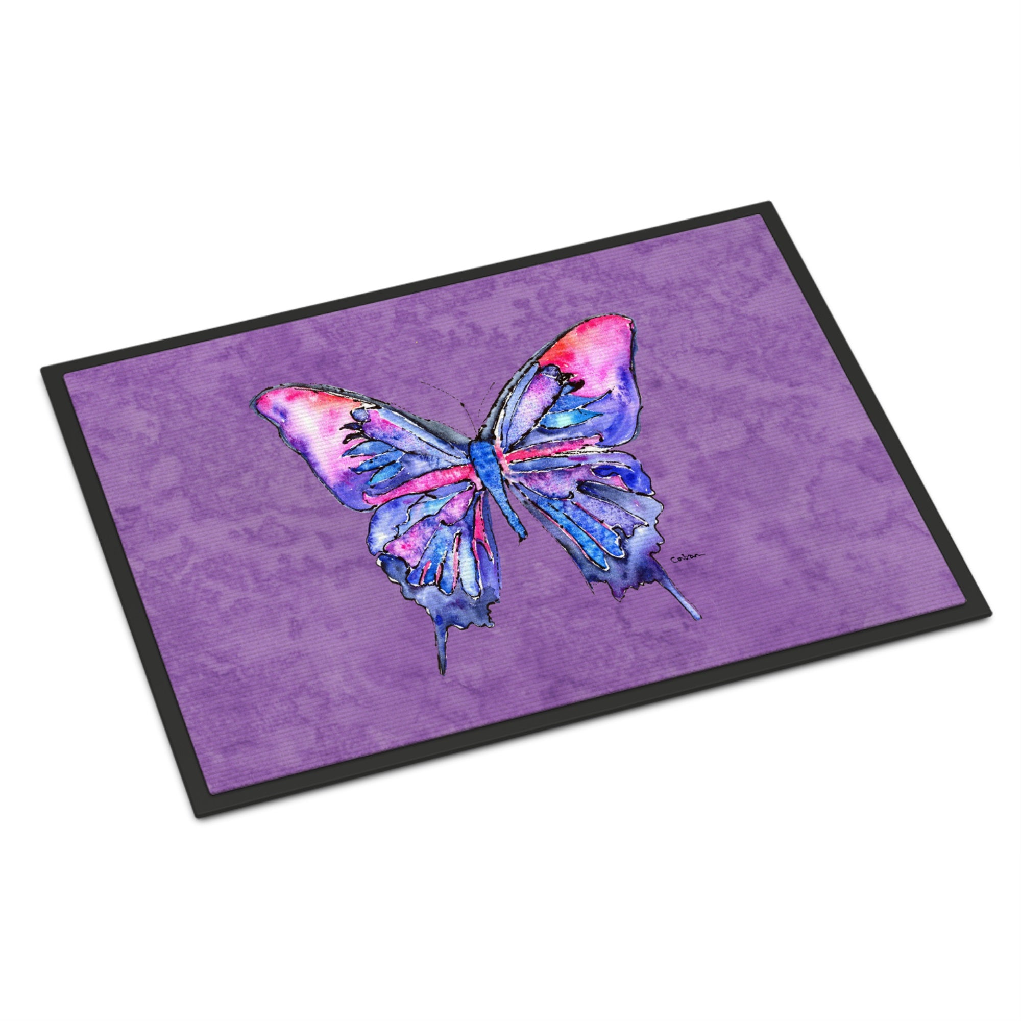Butterfly On Purple Indoor Or Outdoor Mat 24X36