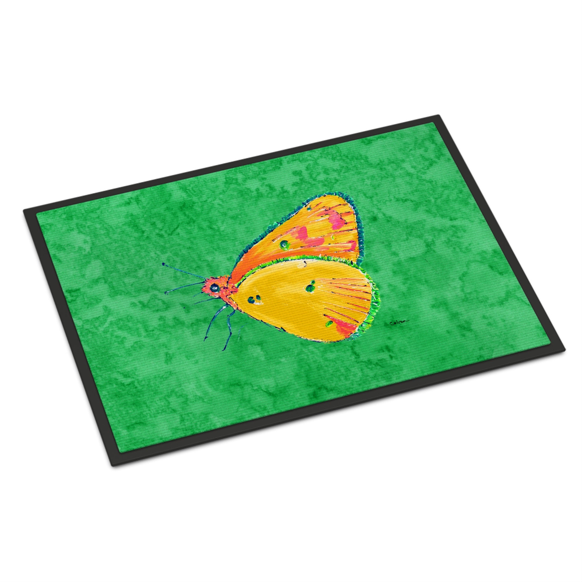 Butterfly Orange On Green Indoor Or Outdoor Mat 24X36