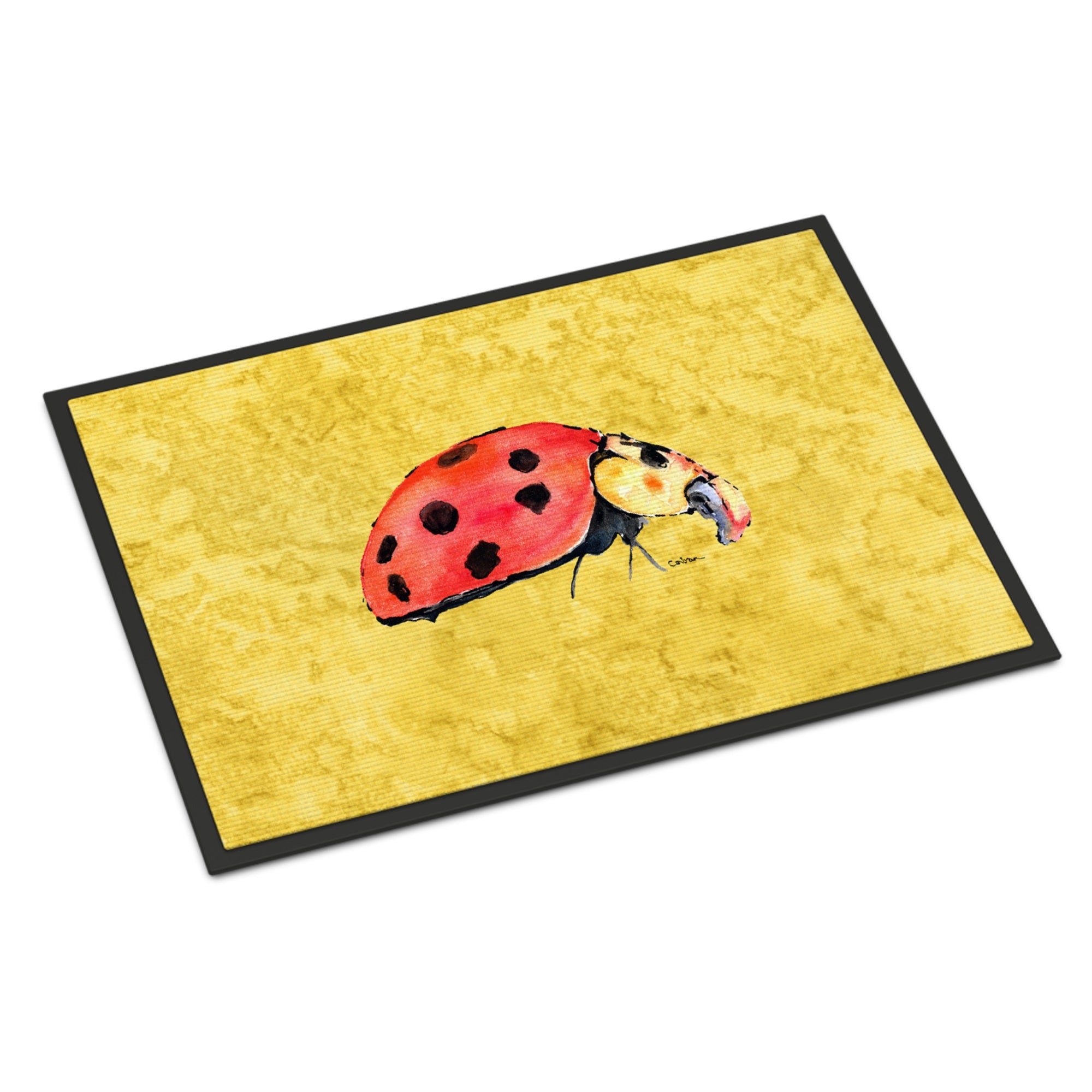 Lady Bug On Yellow Indoor Or Outdoor Mat 24X36