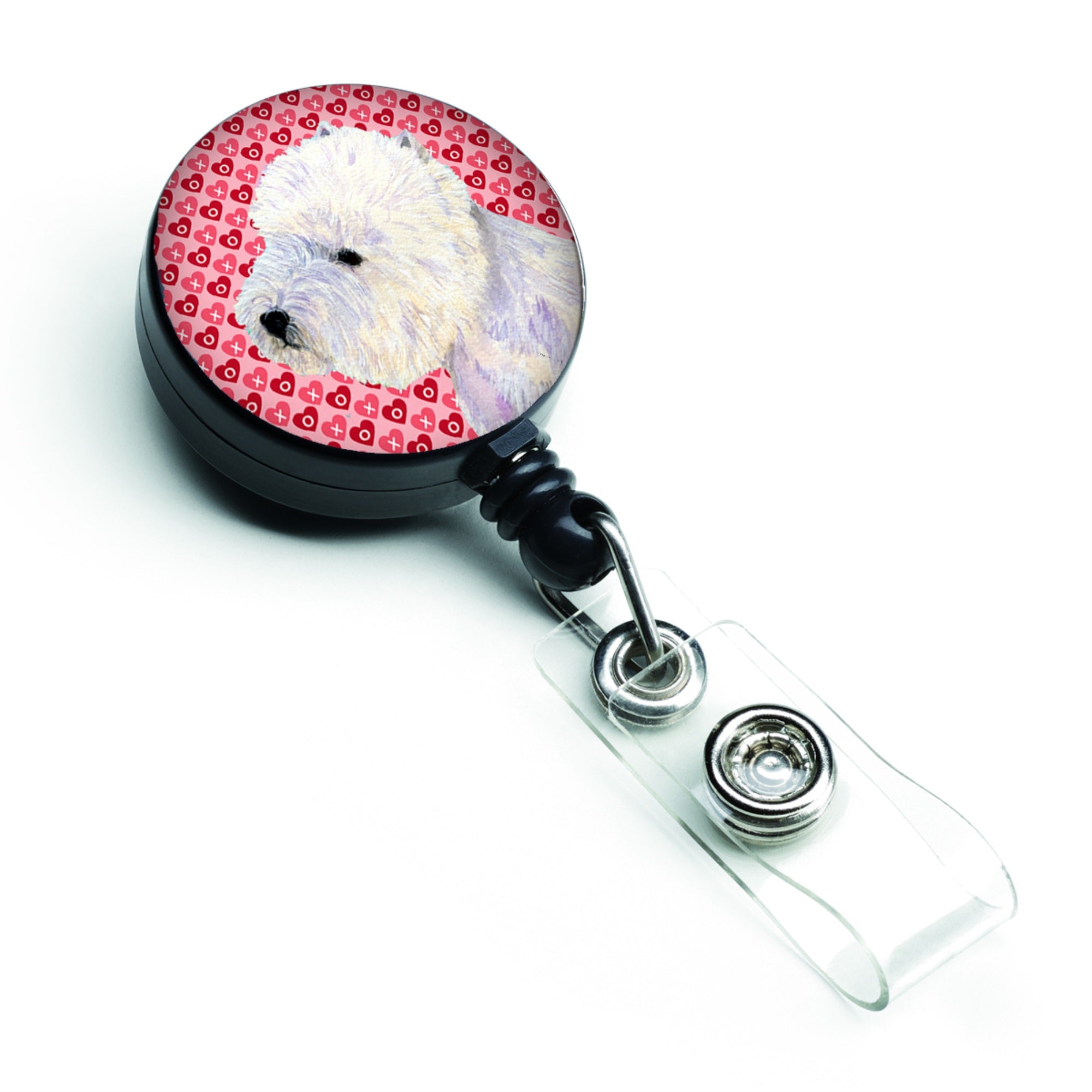 Westie Hearts Love And Valentine'S Day Portrait Retractable Badge Reel