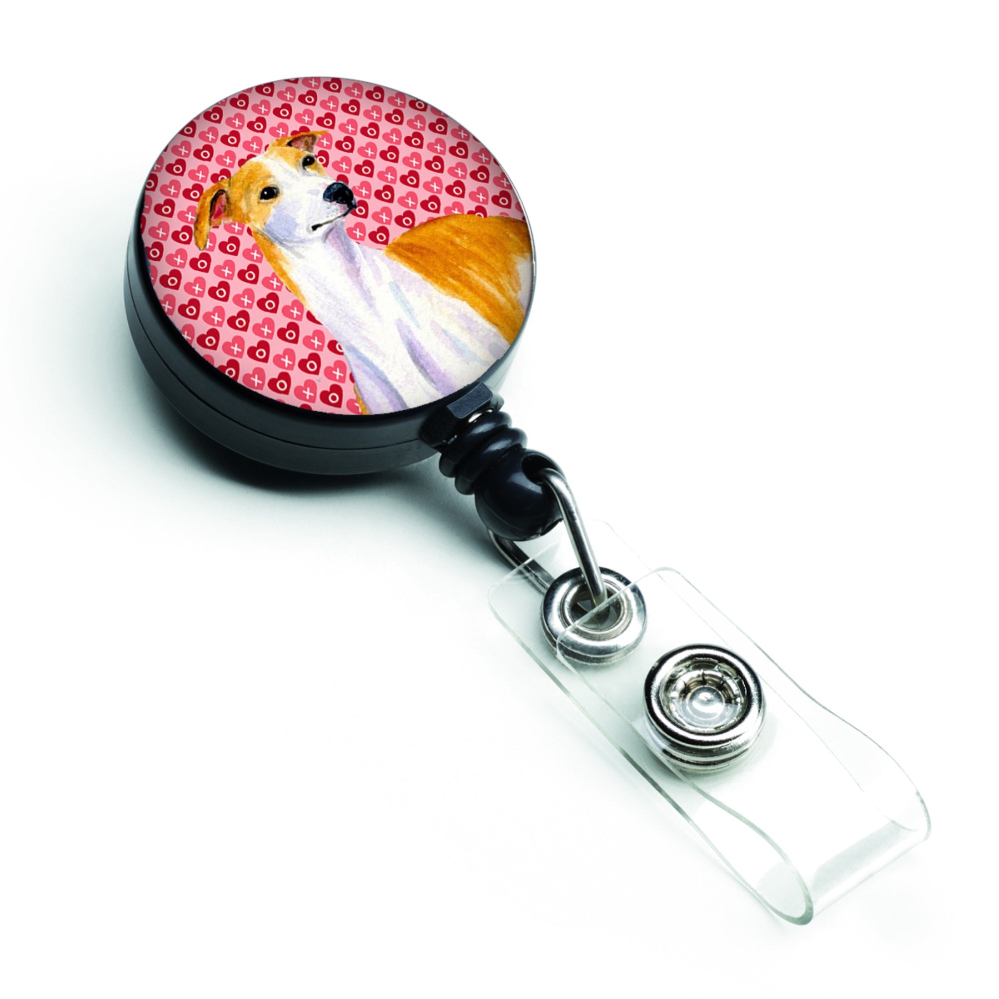 Whippet Hearts Love And Valentine'S Day Portrait Retractable Badge Reel