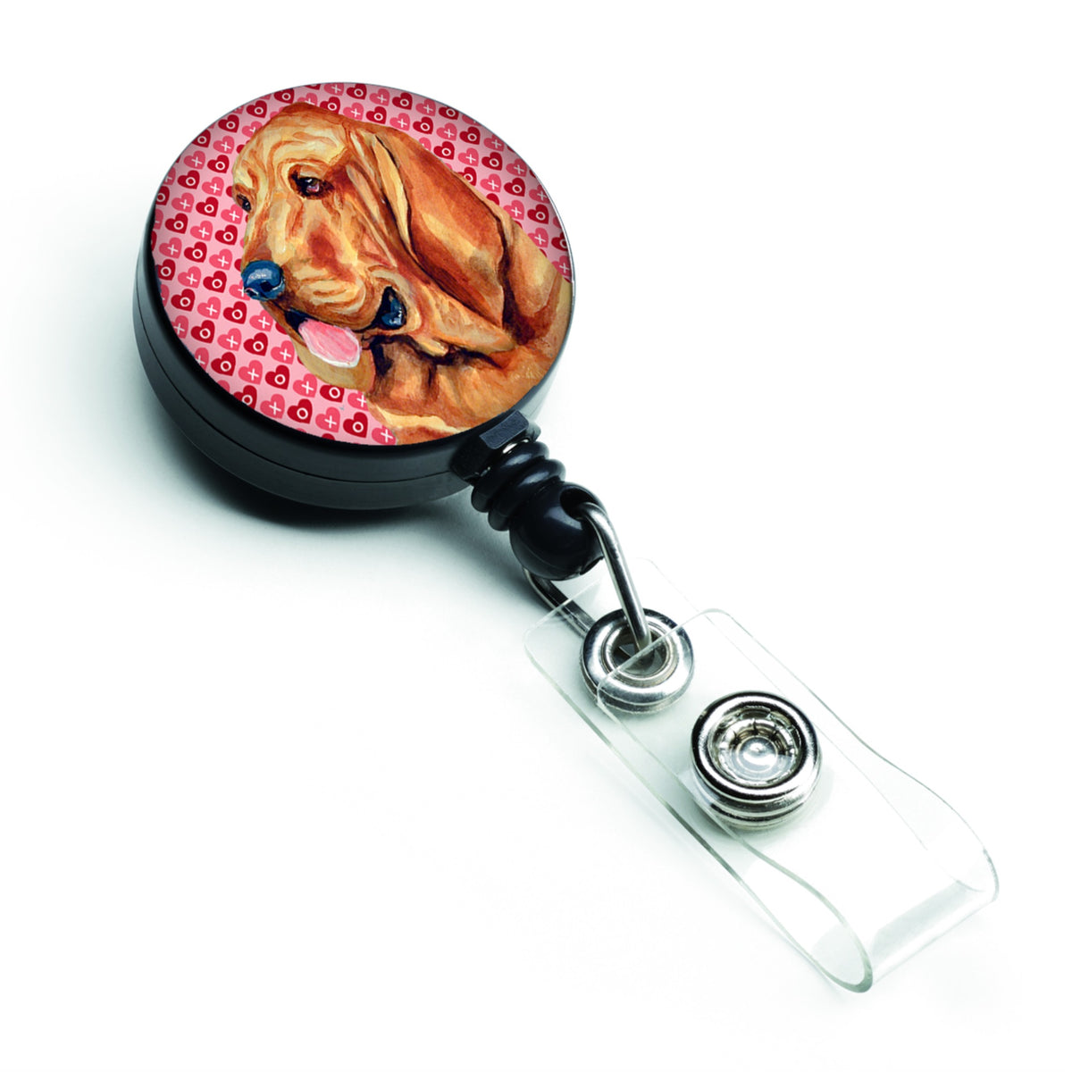 Bloodhound Hearts Love And Valentine'S Day Portrait Retractable Badge Reel